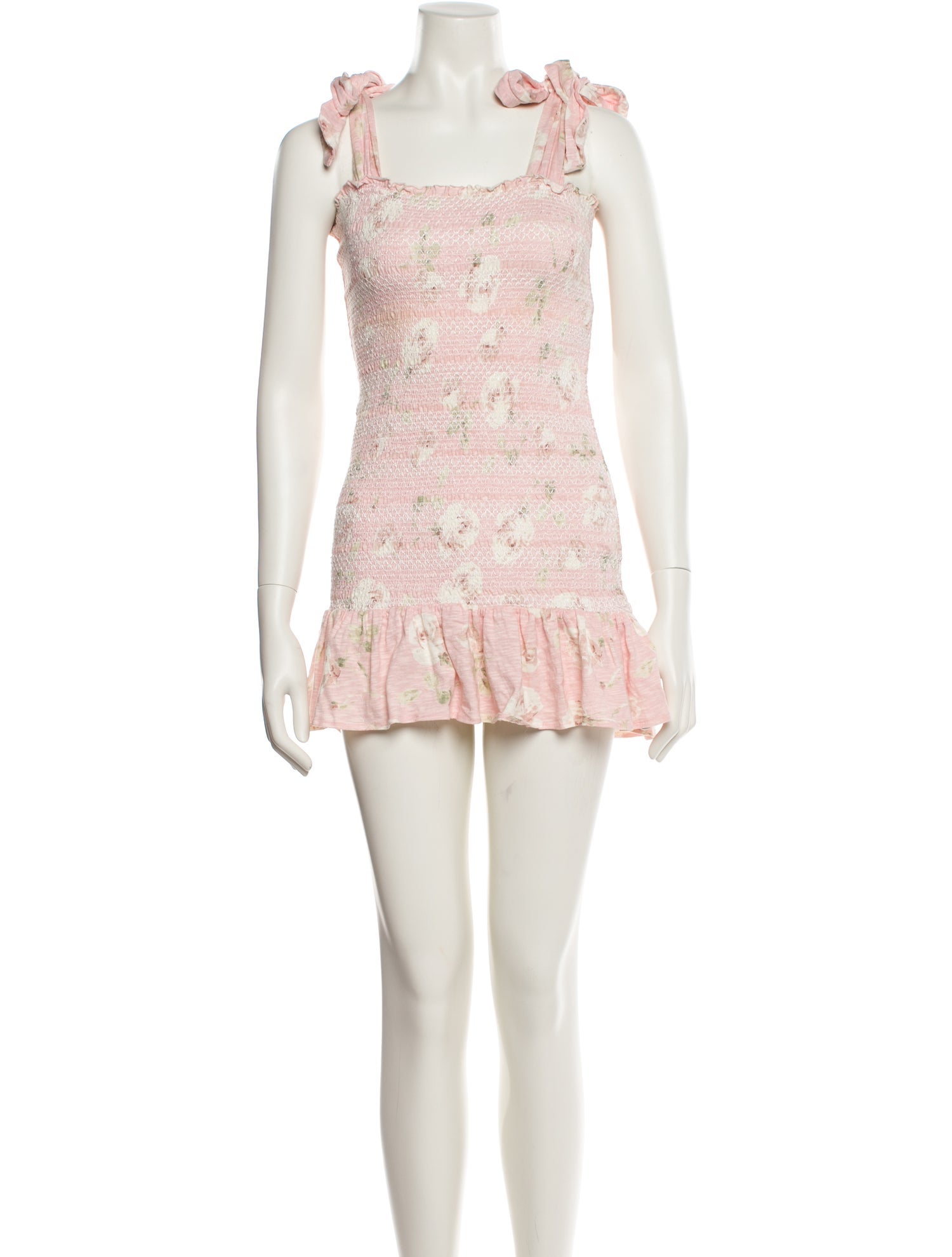 LoveShackFancy Floral Print Mini Dress