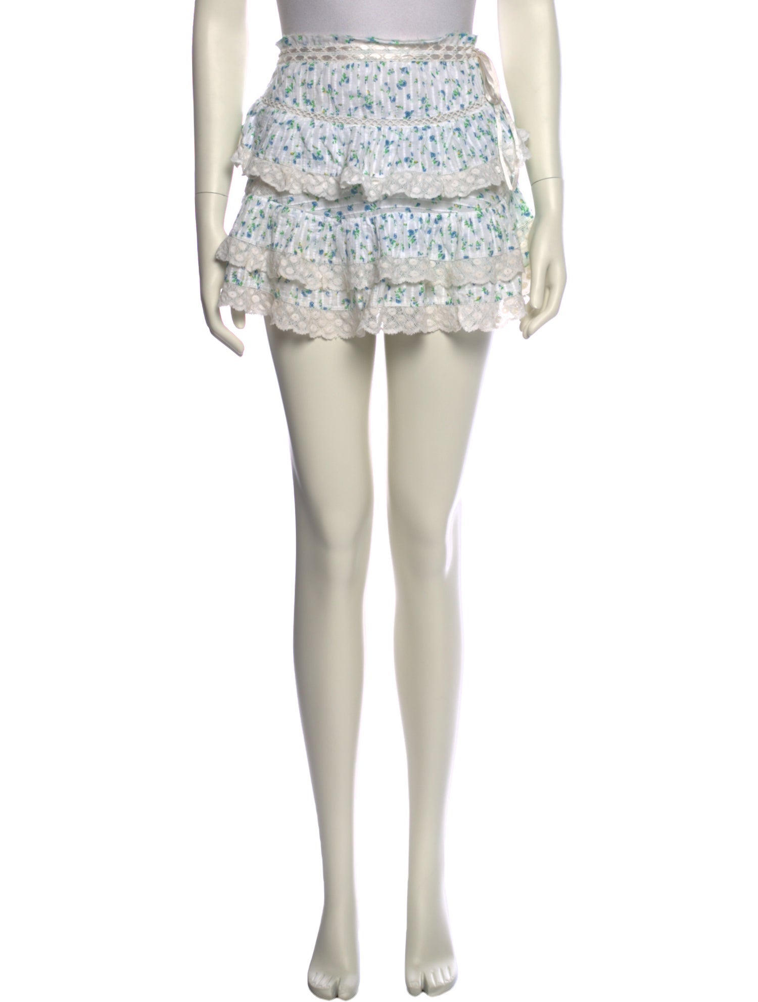 LoveShackFancy Floral Print Mini Skirt