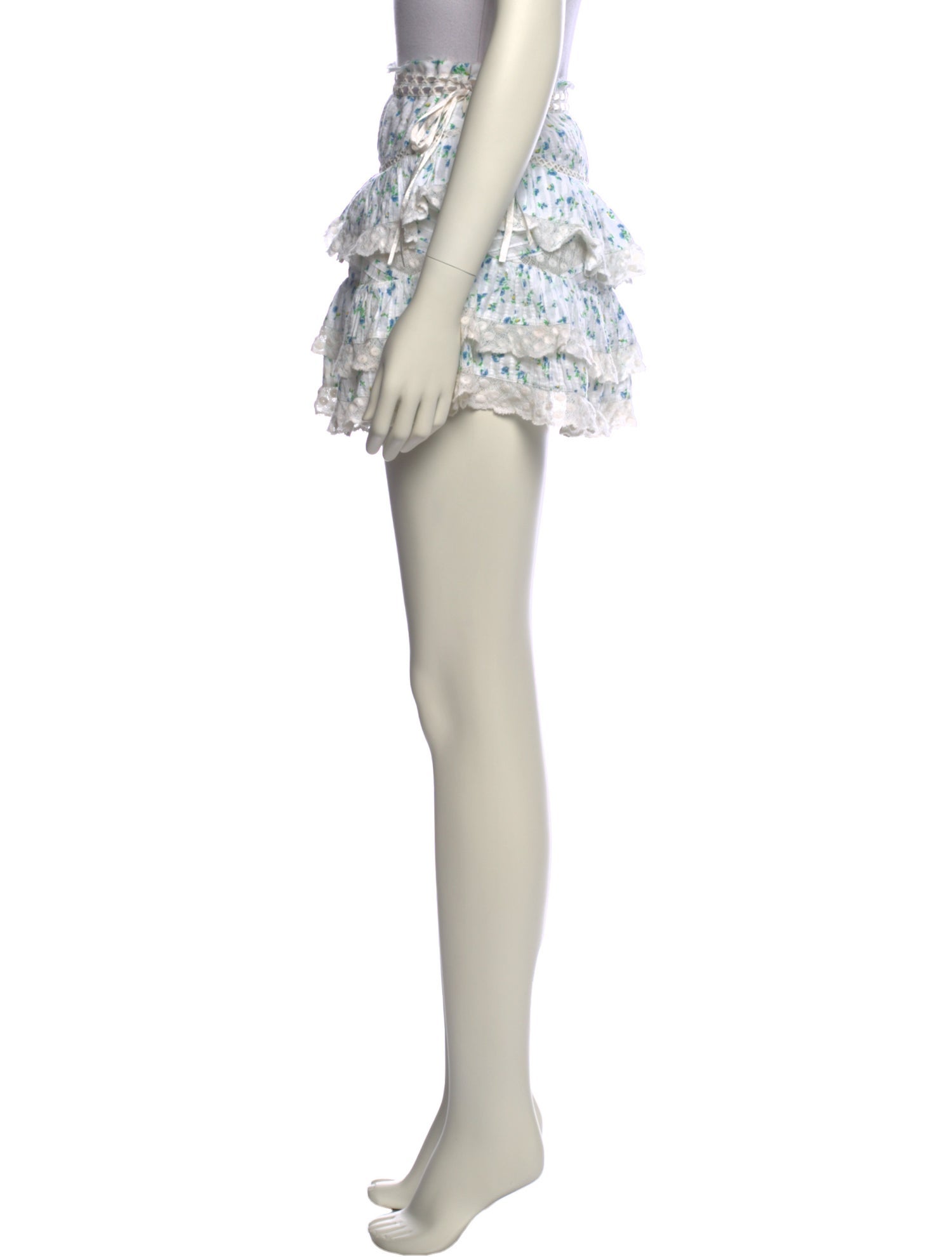 LoveShackFancy Floral Print Mini Skirt