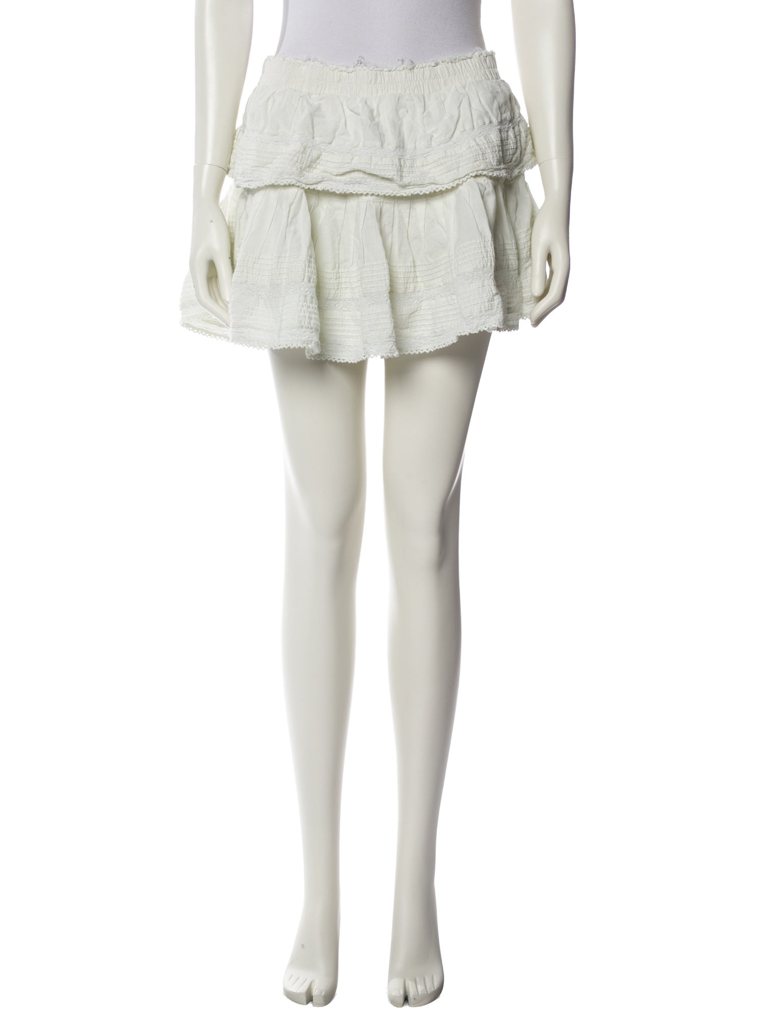 LoveShackFancy Raw-Edge Trim Mini Skirt