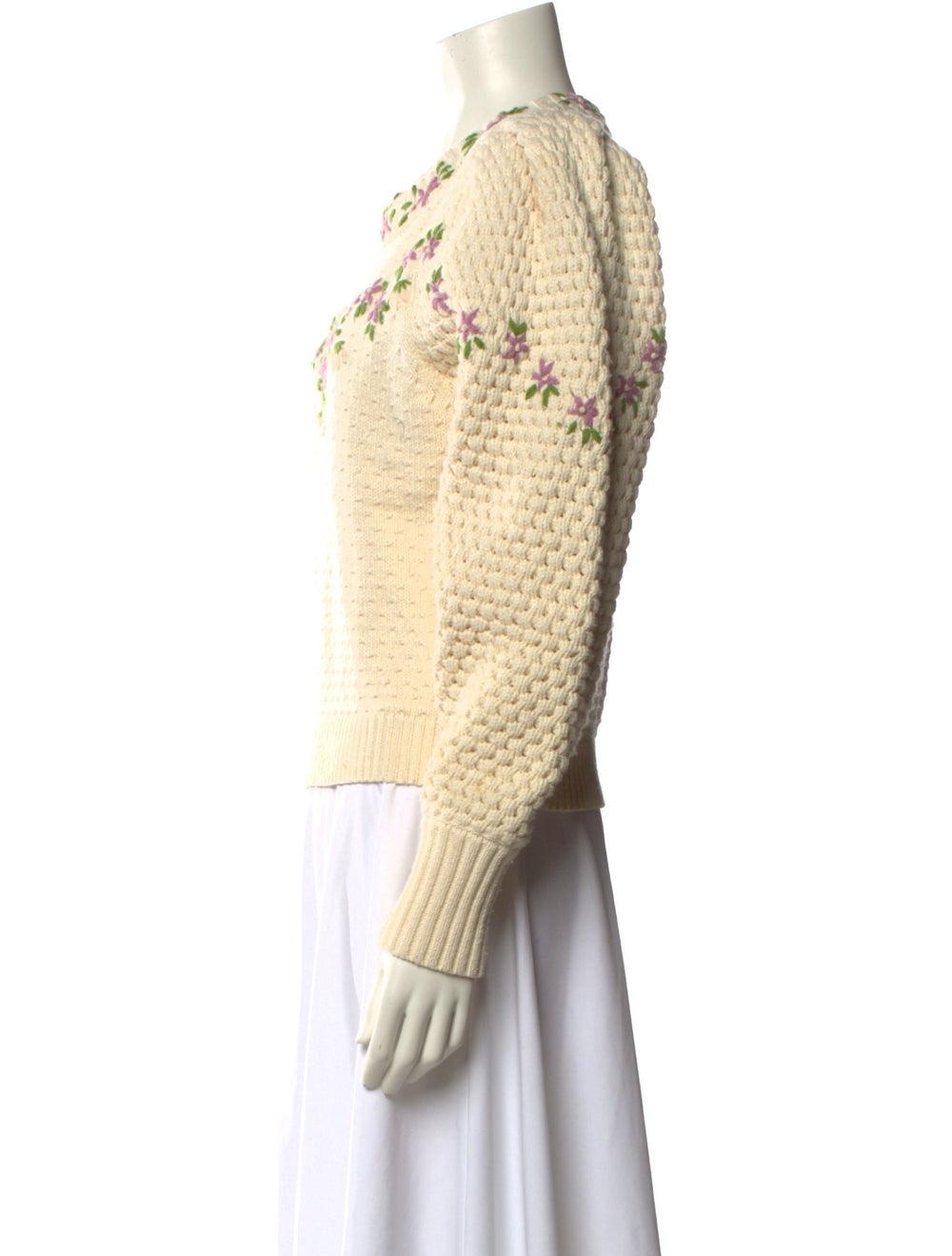 LoveShackFancy Pullover Neutrals Embroidered Acce… - image 2