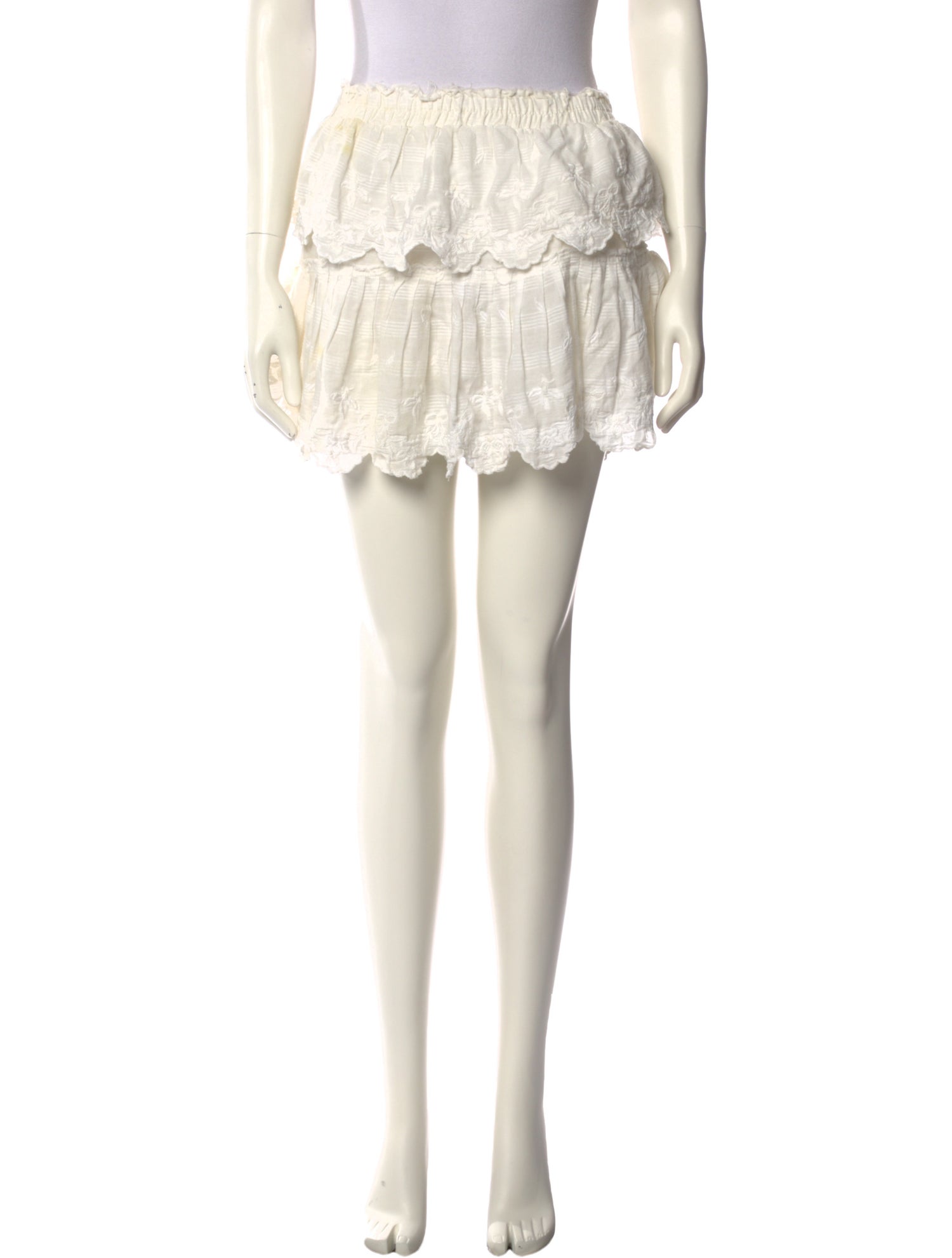 LoveShackFancy Embroidered Accent Mini Skirt