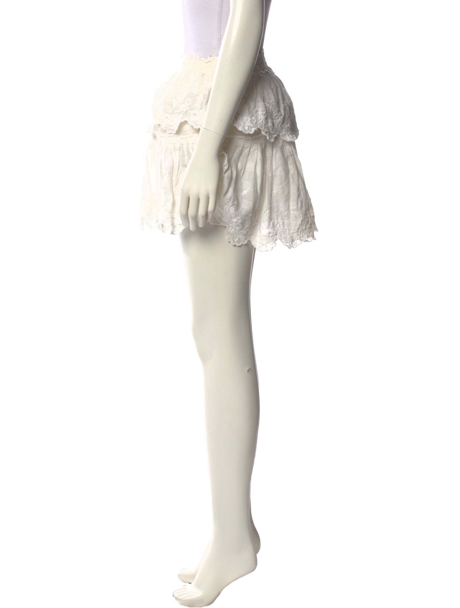 LoveShackFancy Embroidered Accent Mini Skirt