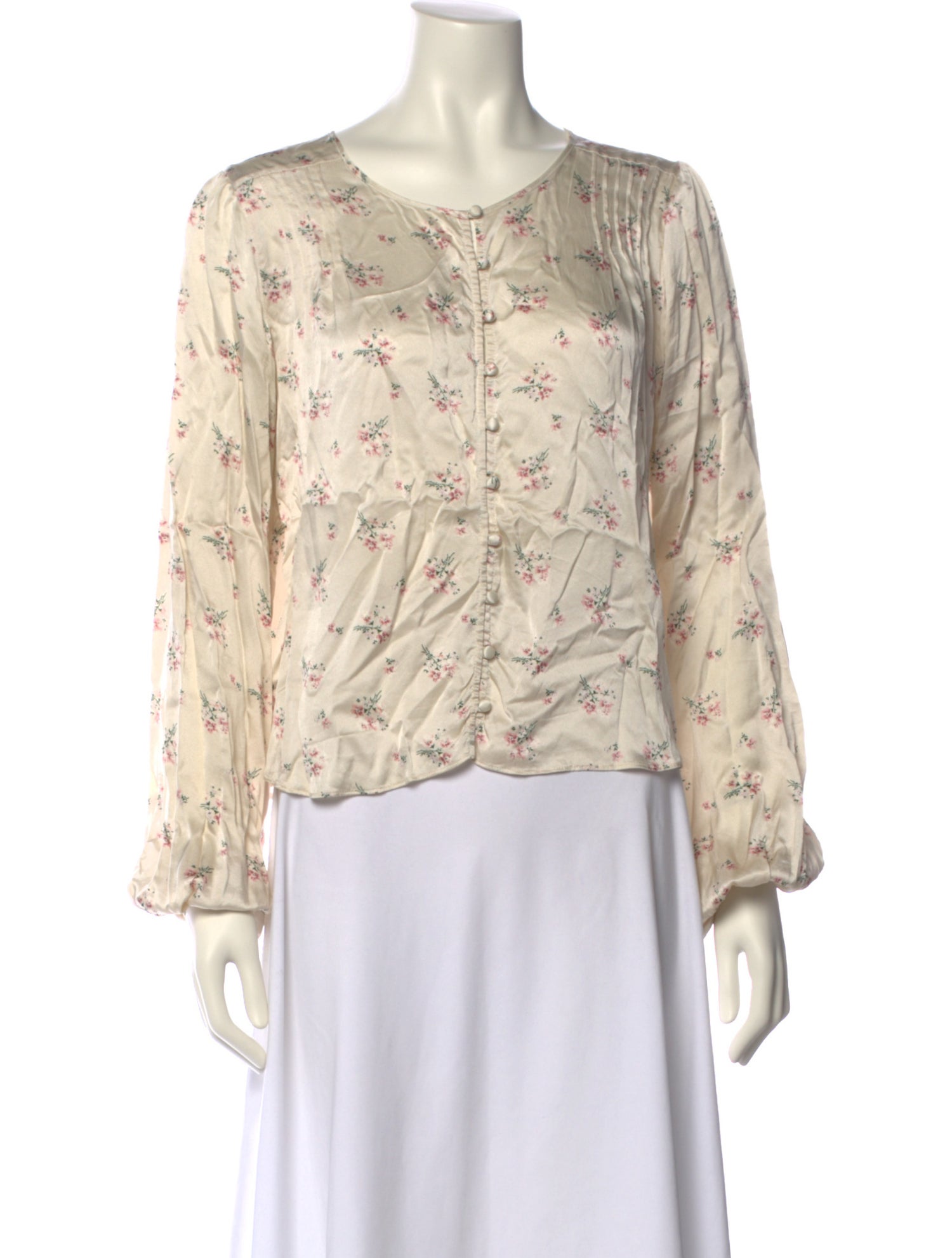 LoveShackFancy Silk Floral Print Blouse