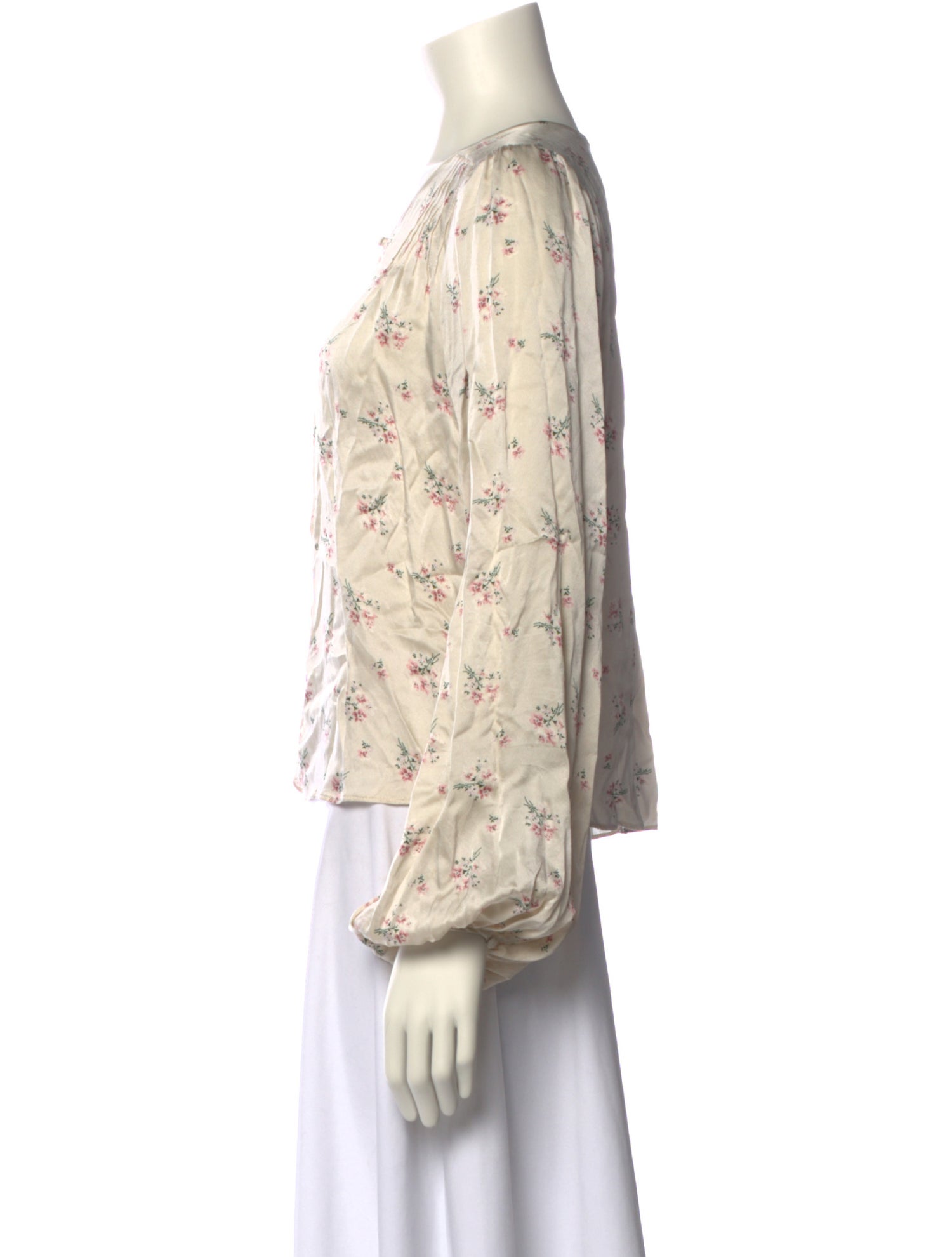 LoveShackFancy Silk Floral Print Blouse