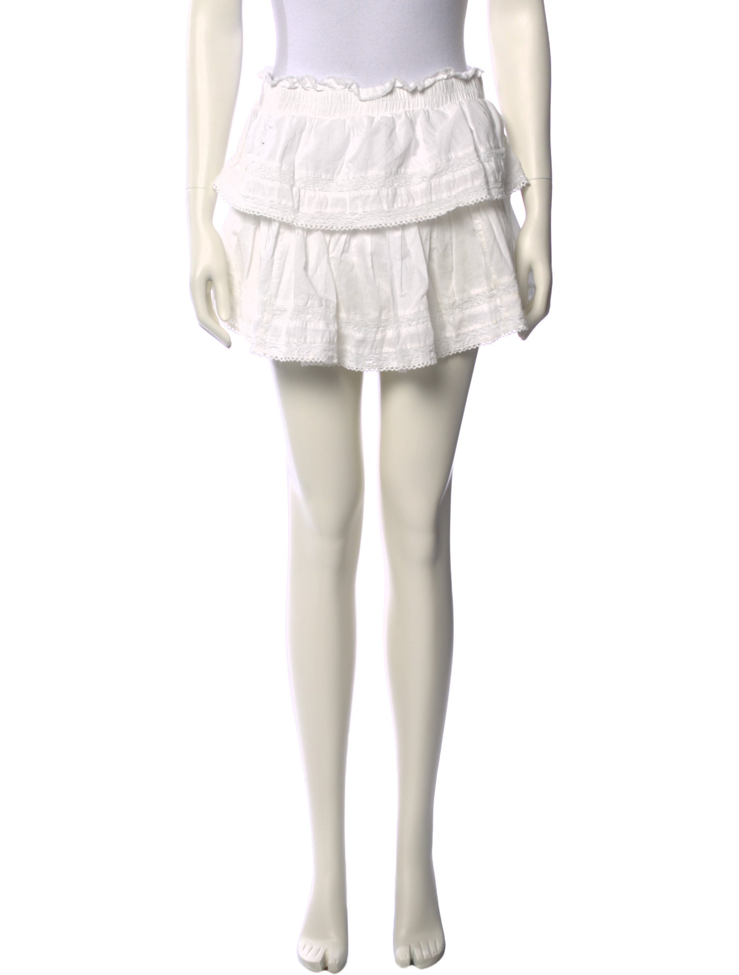 LoveShackFancy Raw-Edge Trim Mini Skirt