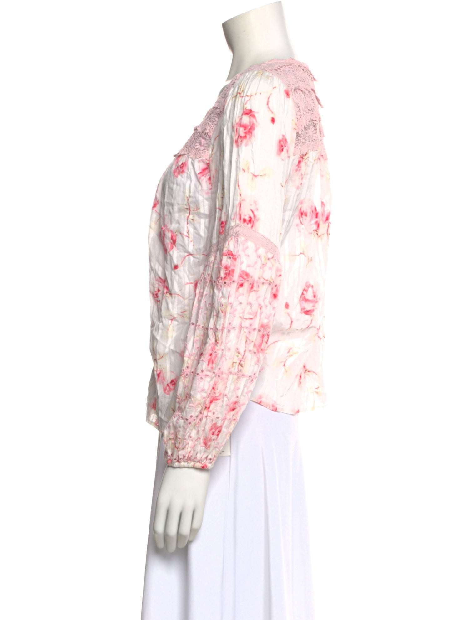 LoveShackFancy Floral Print Scoop Neck Blouse w/ Tags