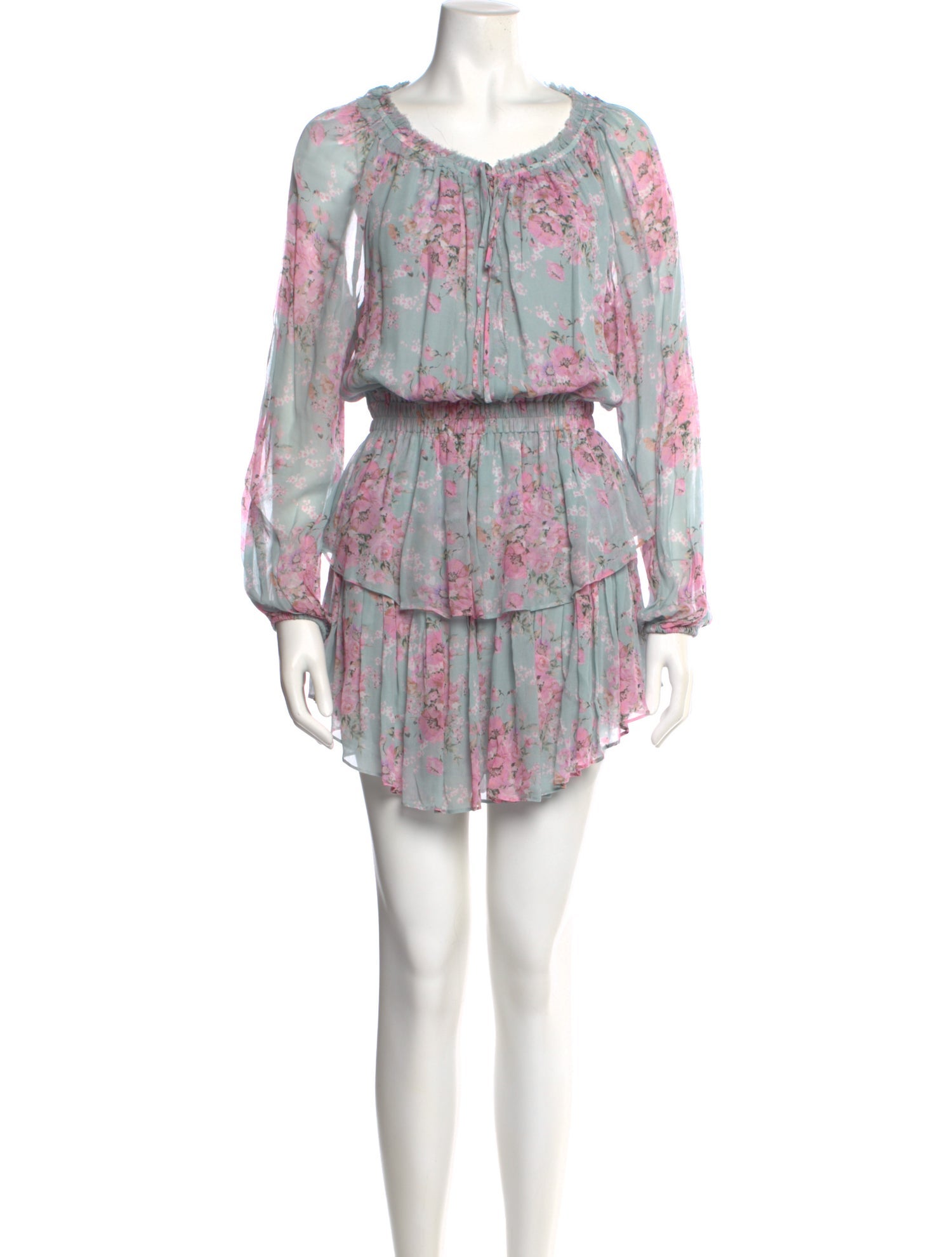 LoveShackFancy Floral Print Mini Dress