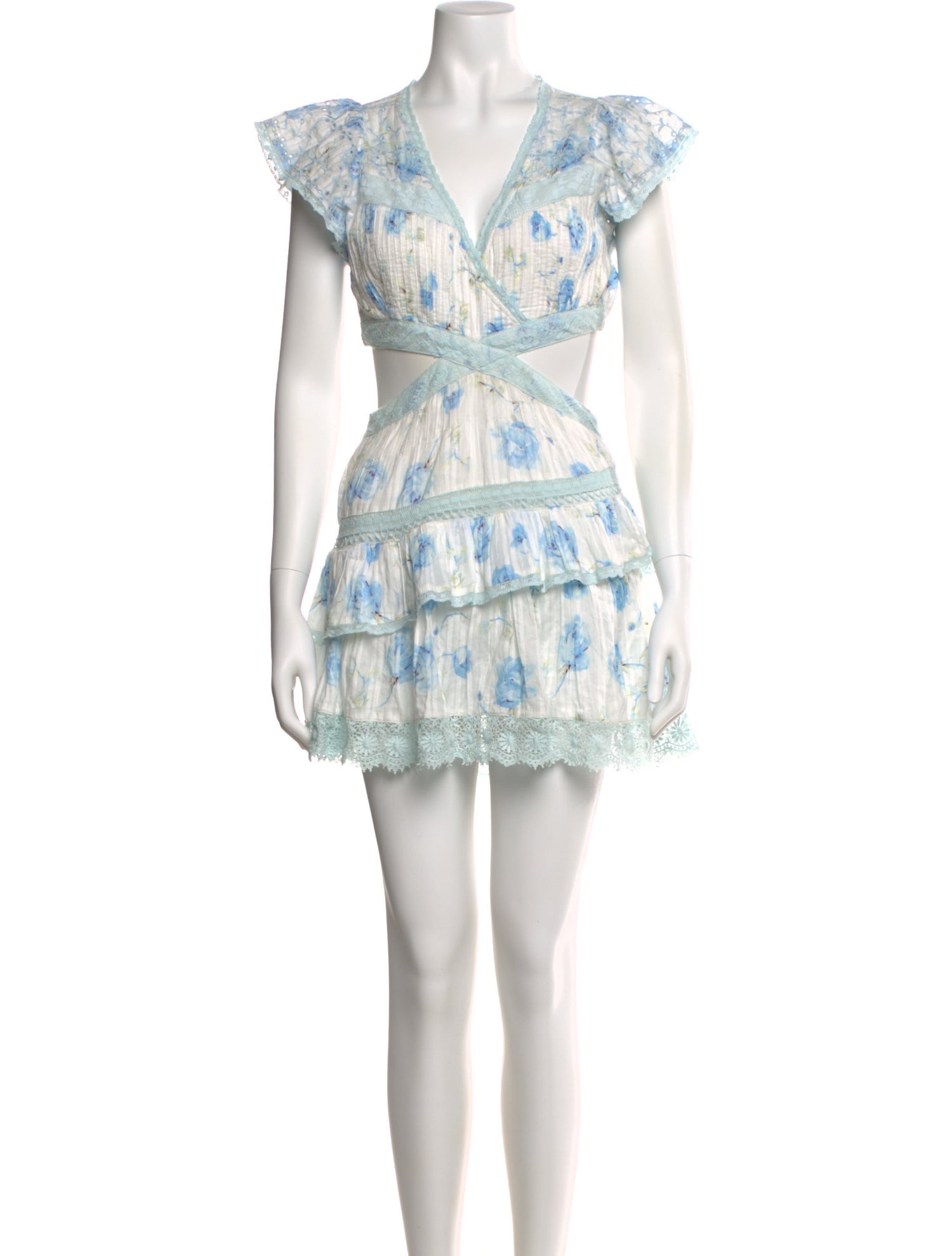 LoveShackFancy Floral Print Mini Dress