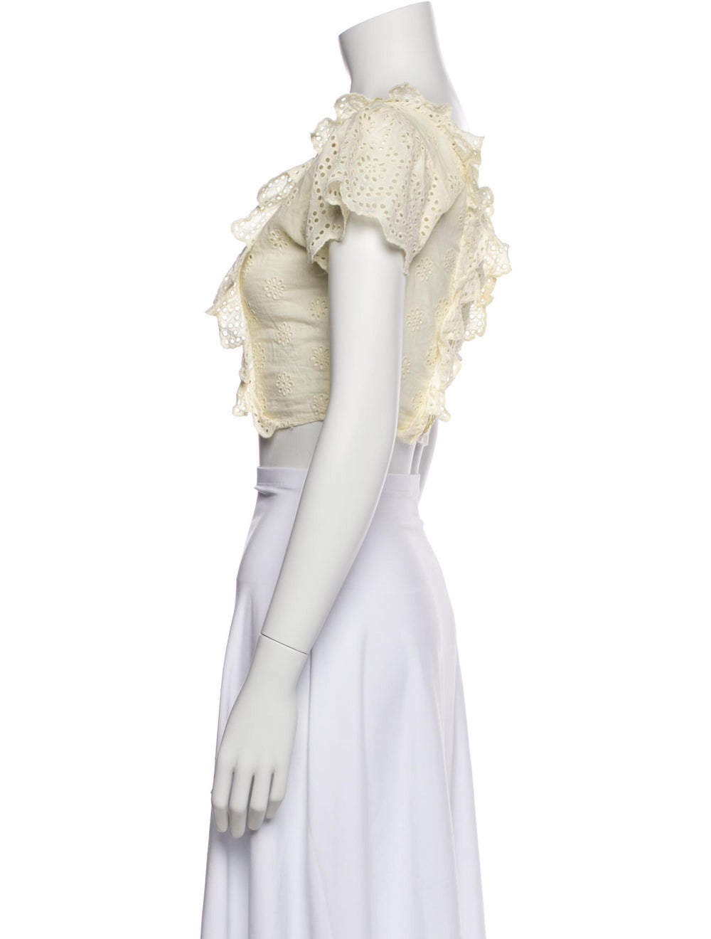 LoveShackFancy Lace Pattern Square Neckline Crop … - image 2