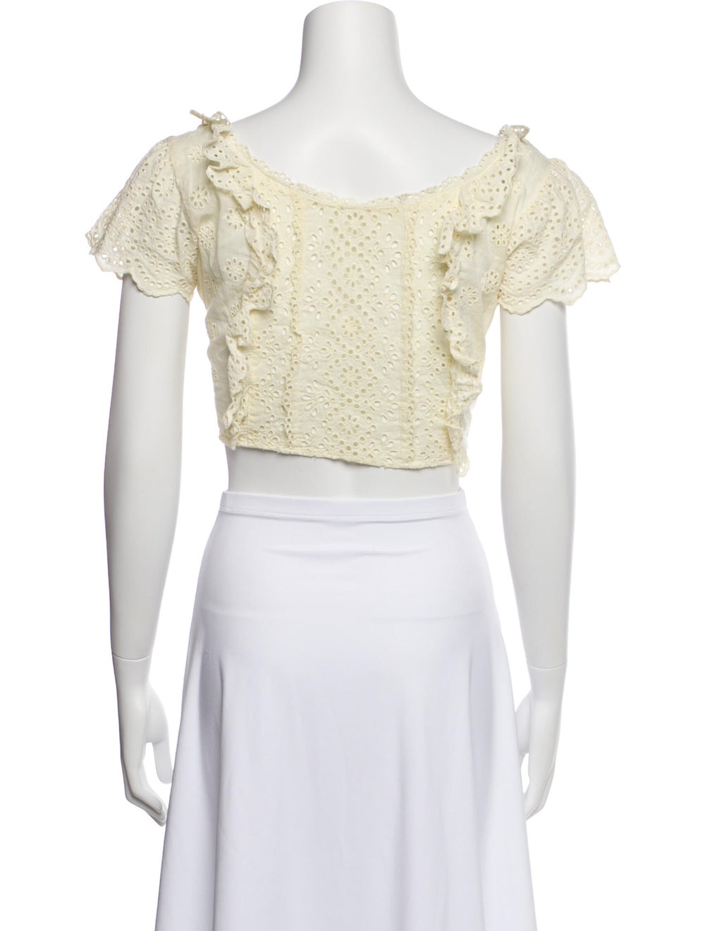 LoveShackFancy Lace Pattern Square Neckline Crop … - image 3