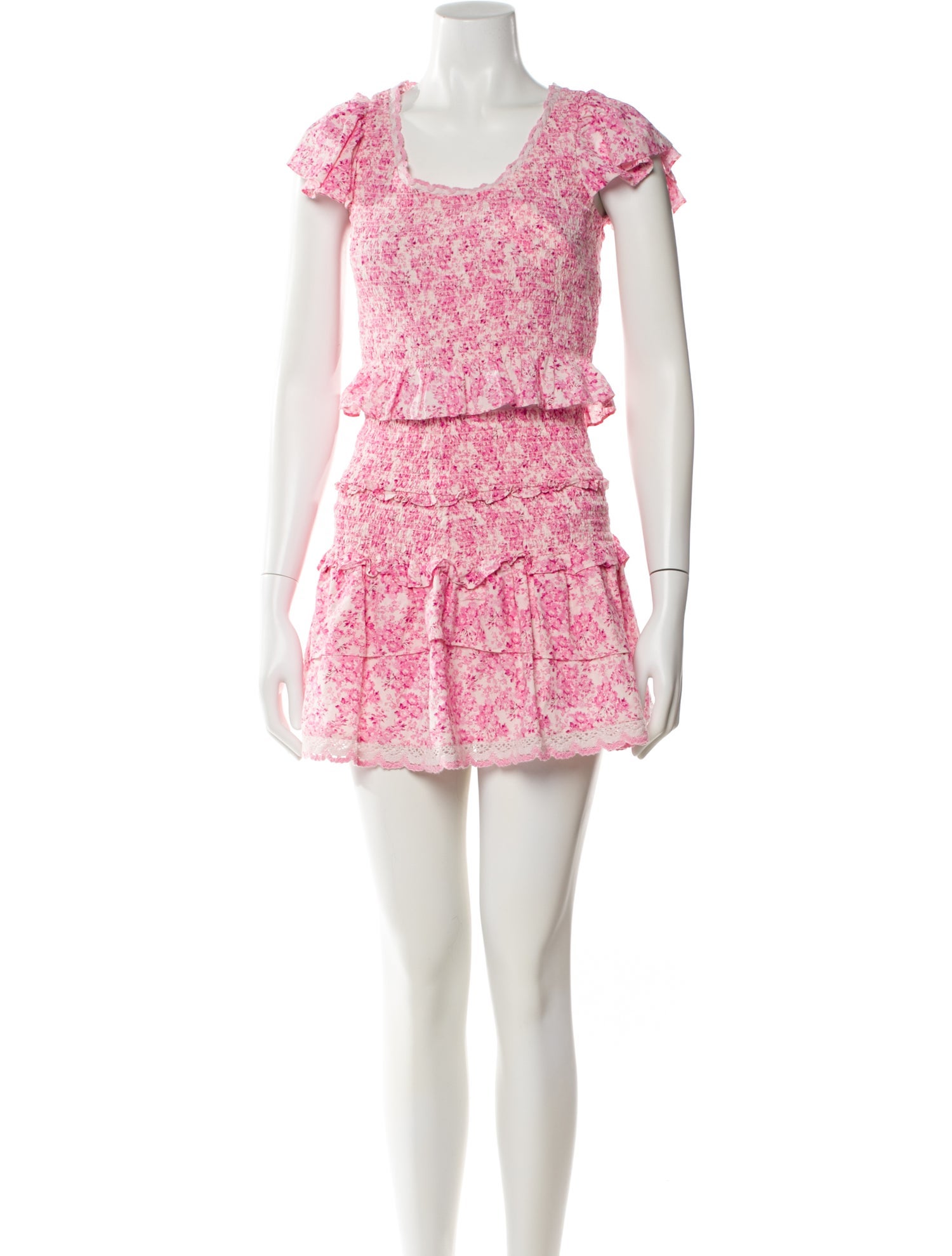 LoveShackFancy Printed Embroidered Accent Skirt Set