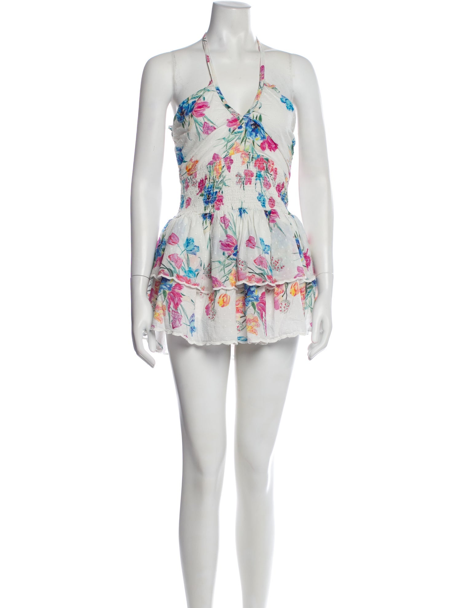 LoveShackFancy Floral Print Mini Dress