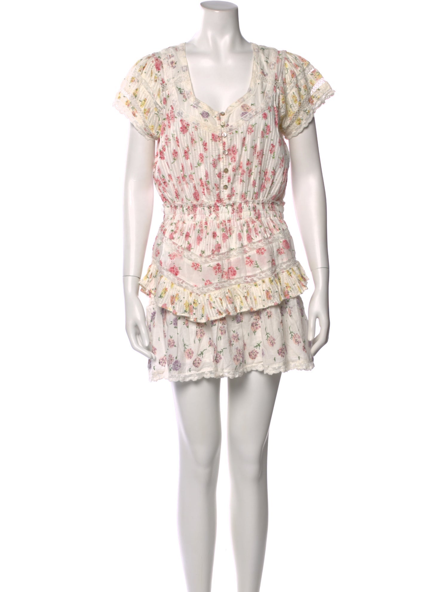 LoveShackFancy Floral Print Mini Dress