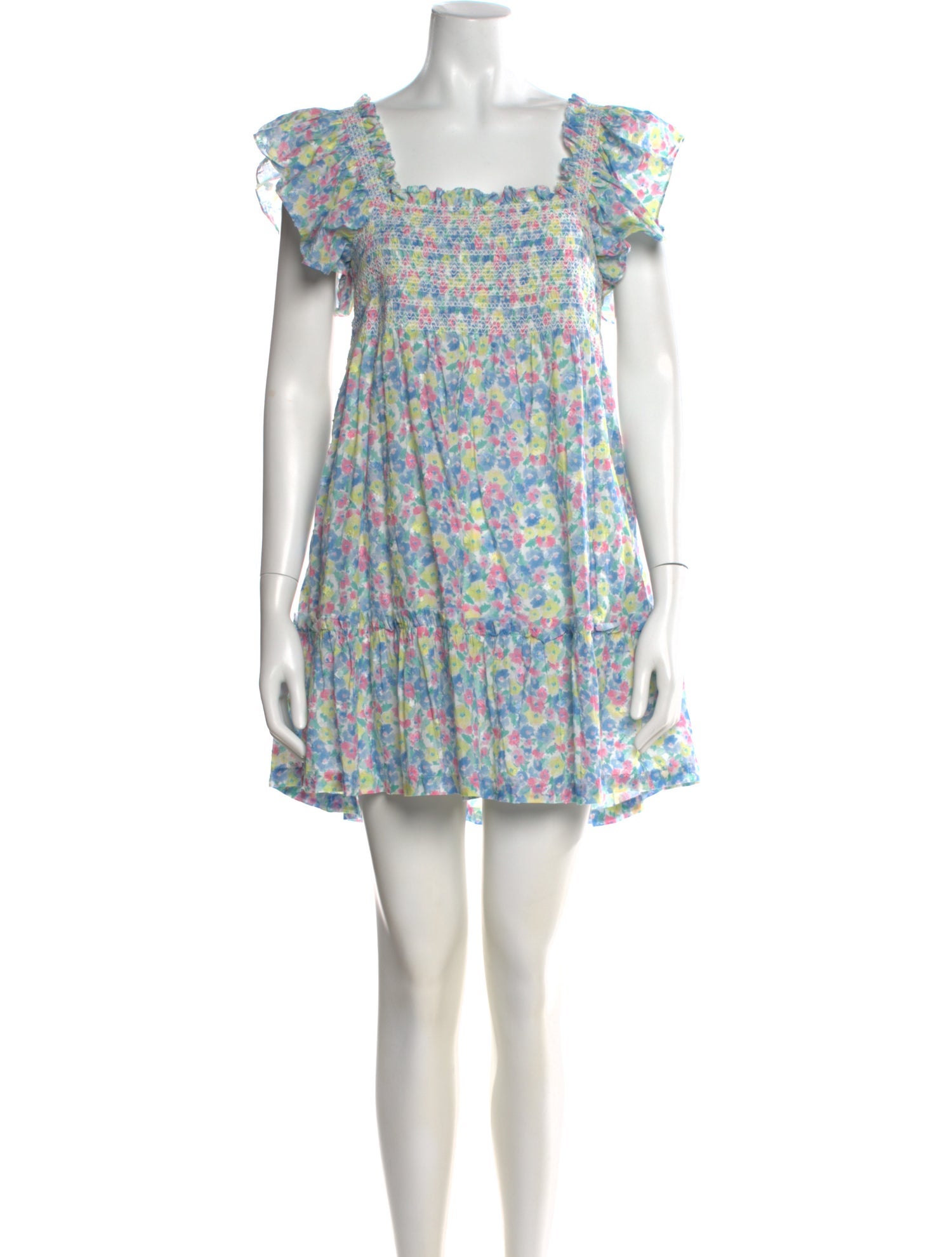 LoveShackFancy Floral Print Mini Dress