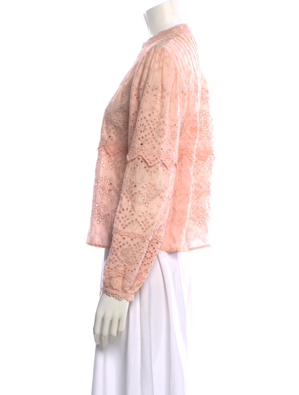 LoveShackFancy Lace Pattern Mock Neck Blouse - image 2