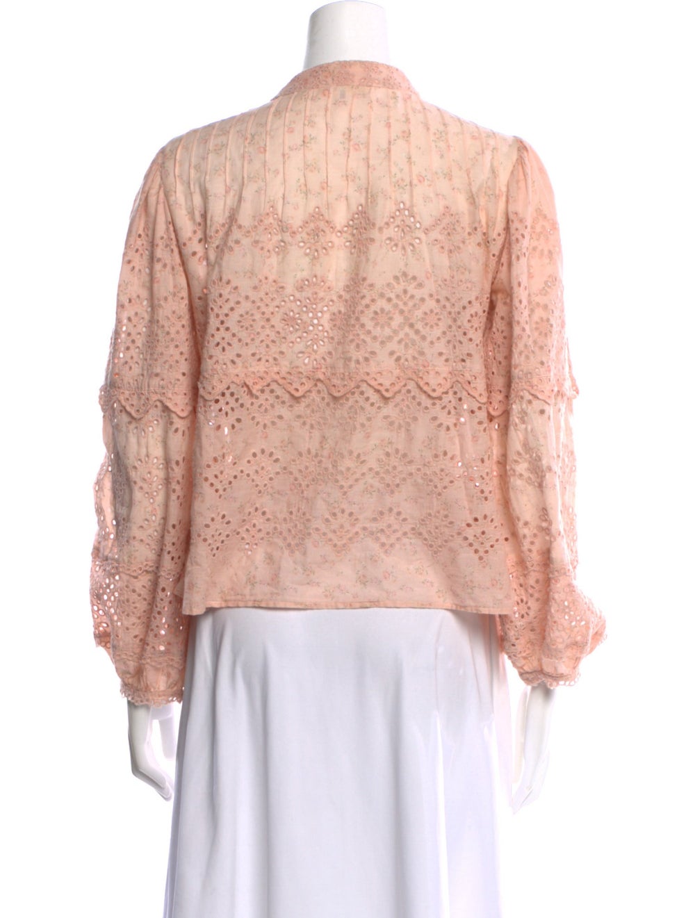 LoveShackFancy Lace Pattern Mock Neck Blouse - image 3
