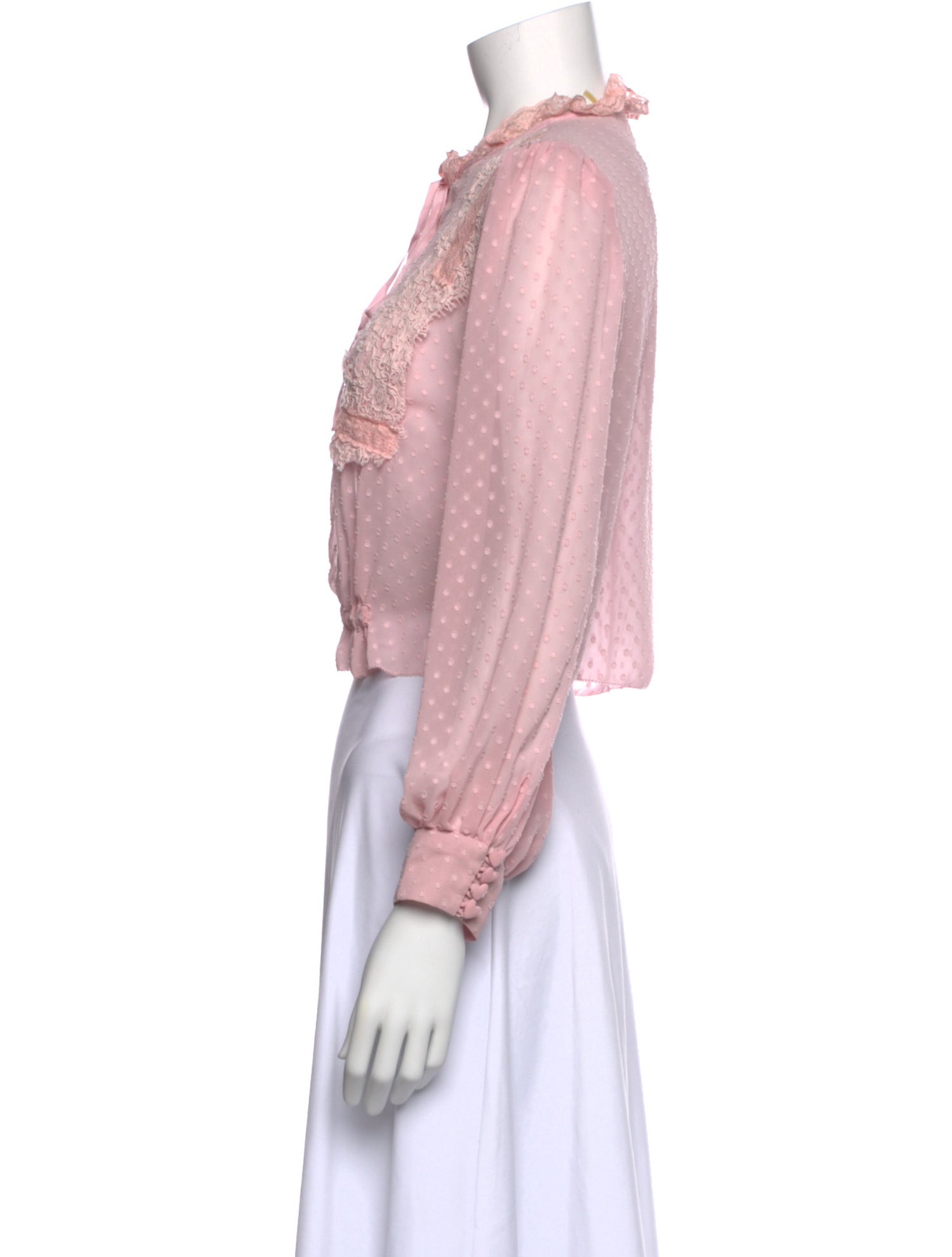 LoveShackFancy Mock Neck Long Sleeve Crop Top