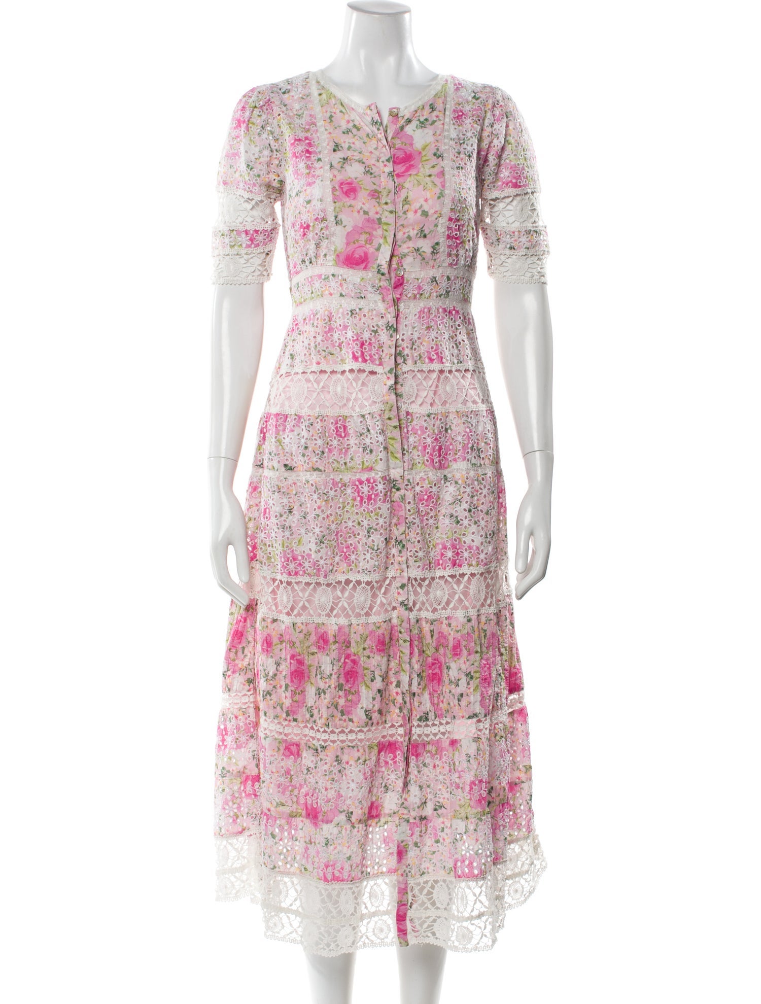 LoveShackFancy Floral Print Midi Length Dress