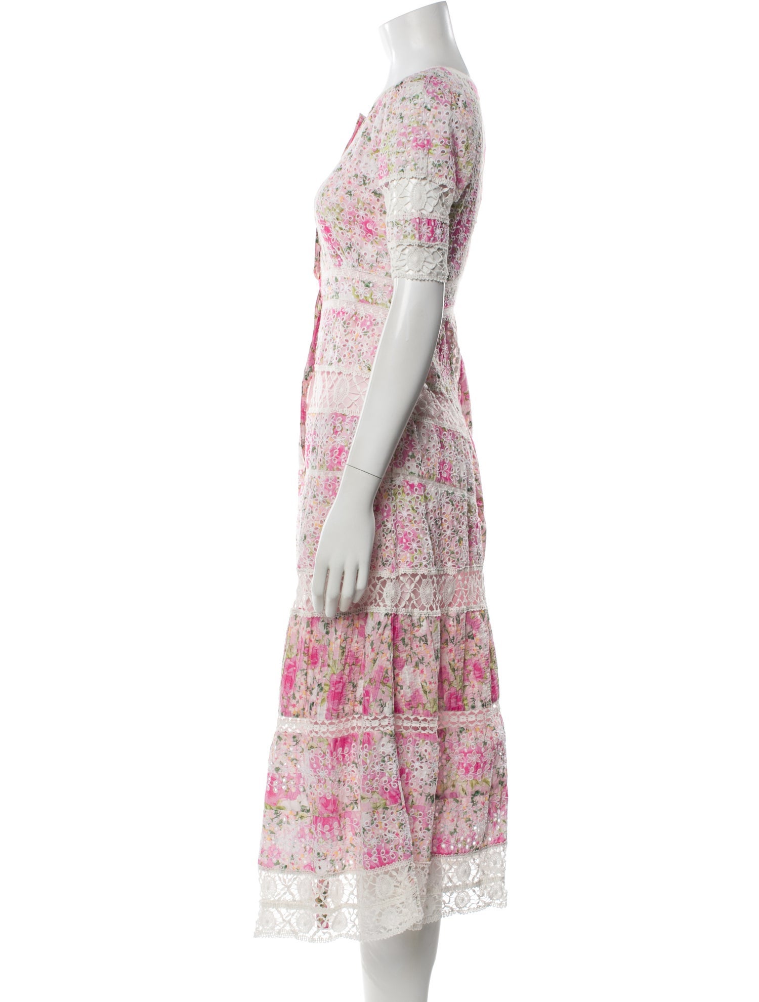 LoveShackFancy Floral Print Midi Length Dress