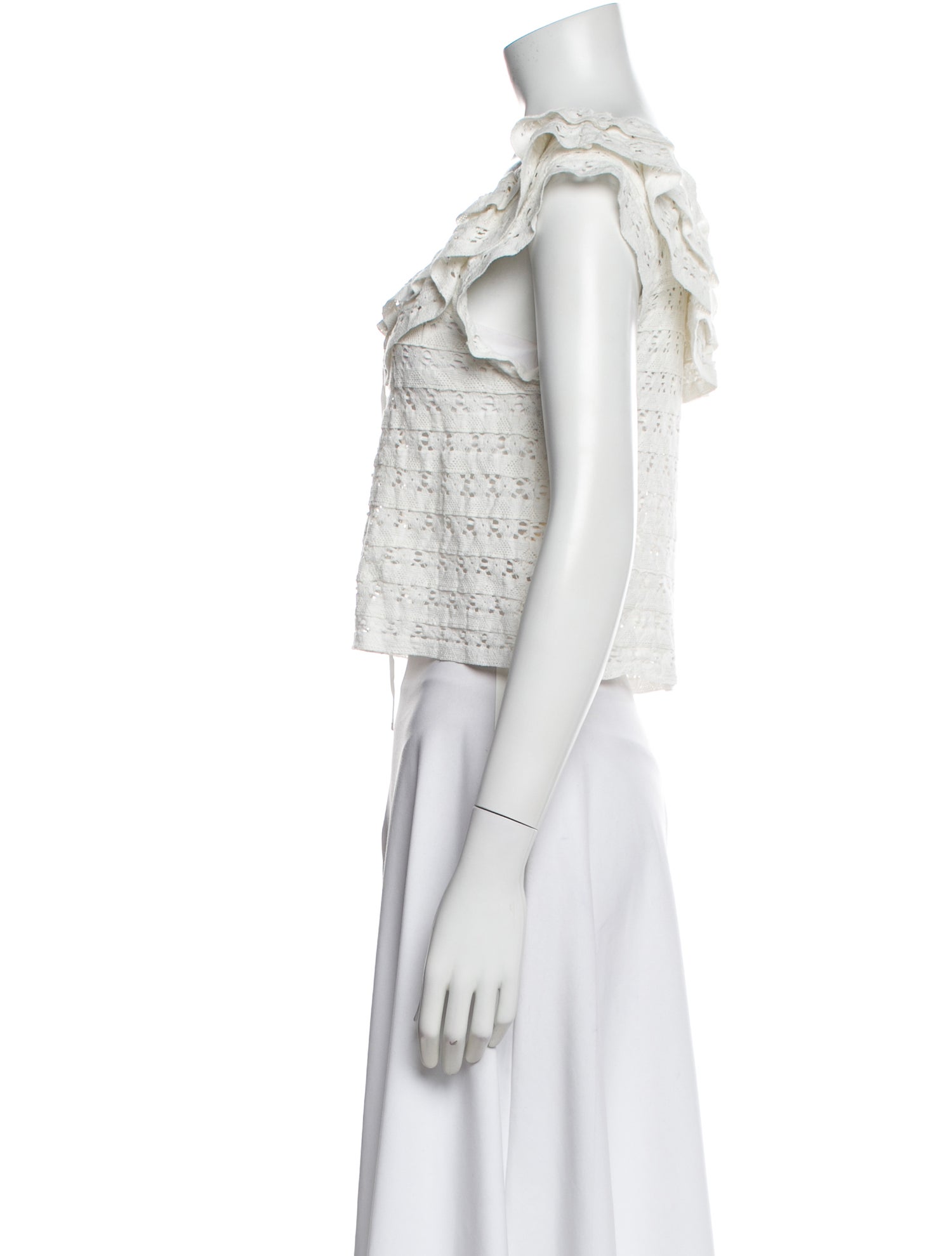 LoveShackFancy Lace Pattern Scoop Neck Top