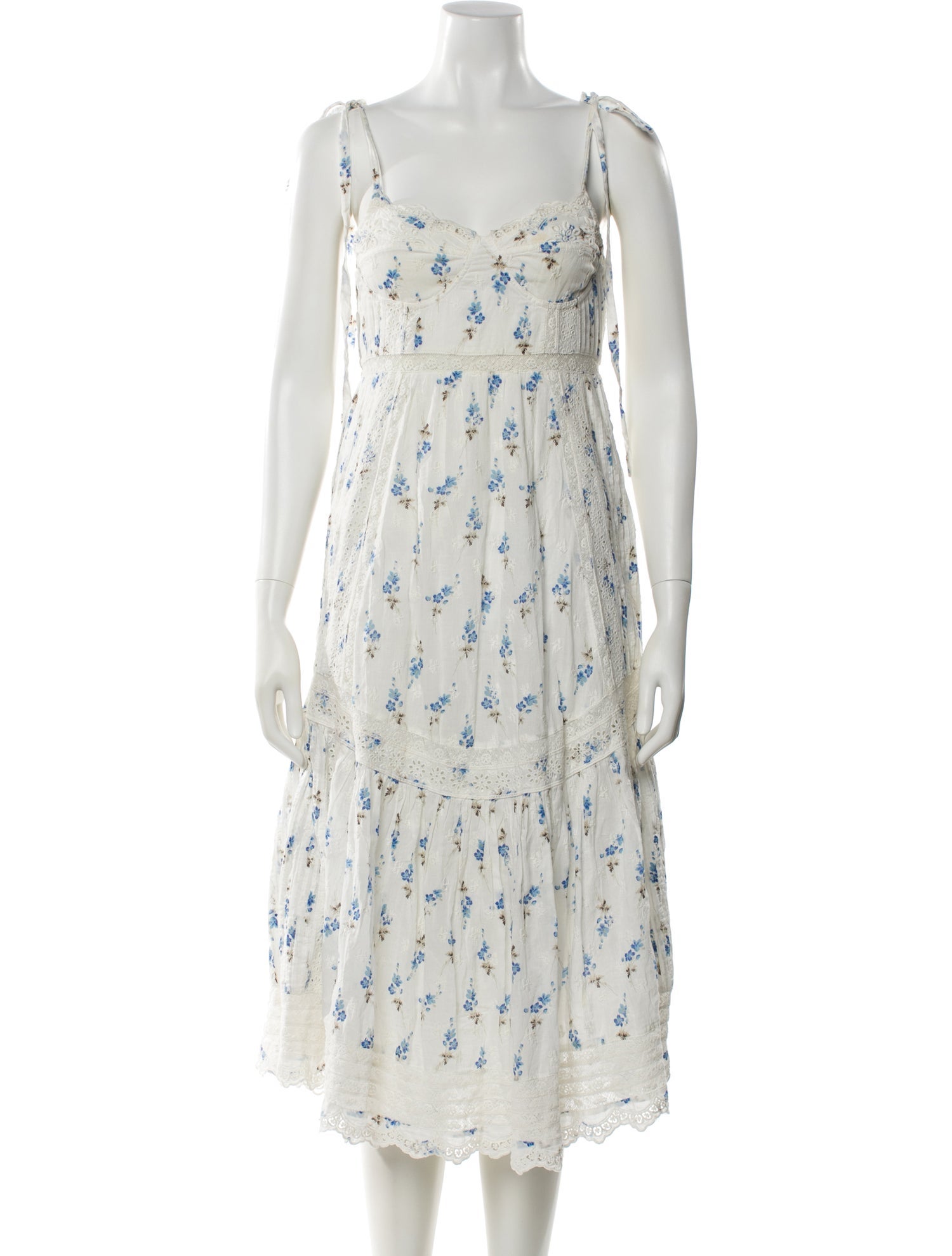 LoveShackFancy Floral Print Midi Length Dress