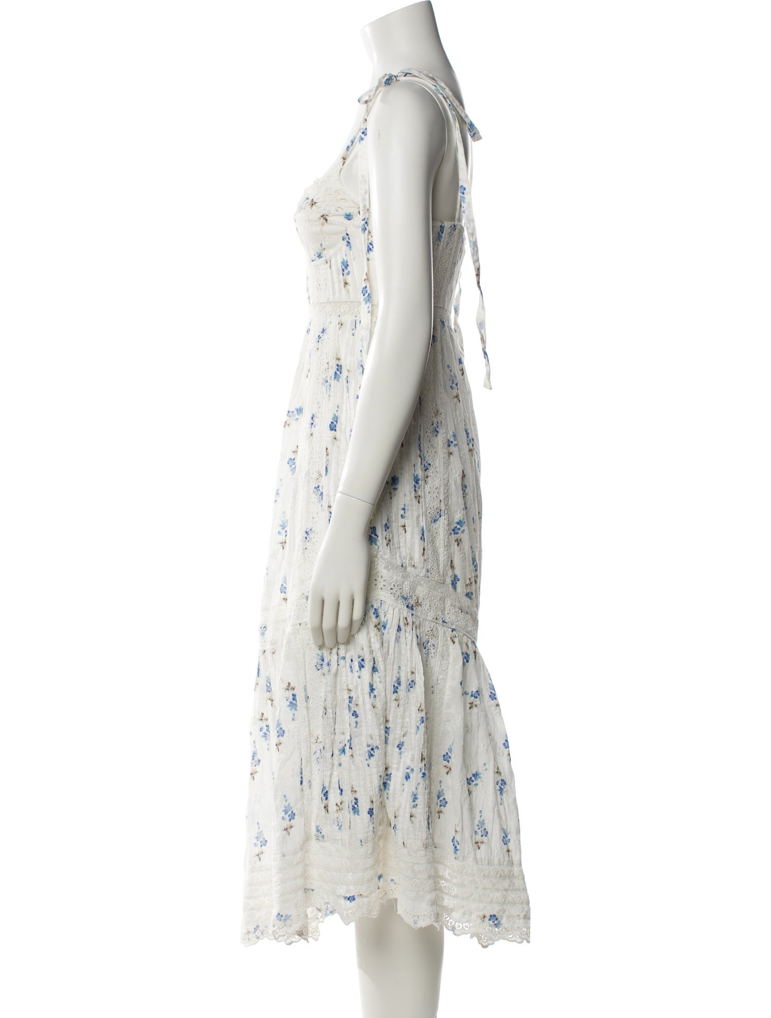 LoveShackFancy Floral Print Midi Length Dress