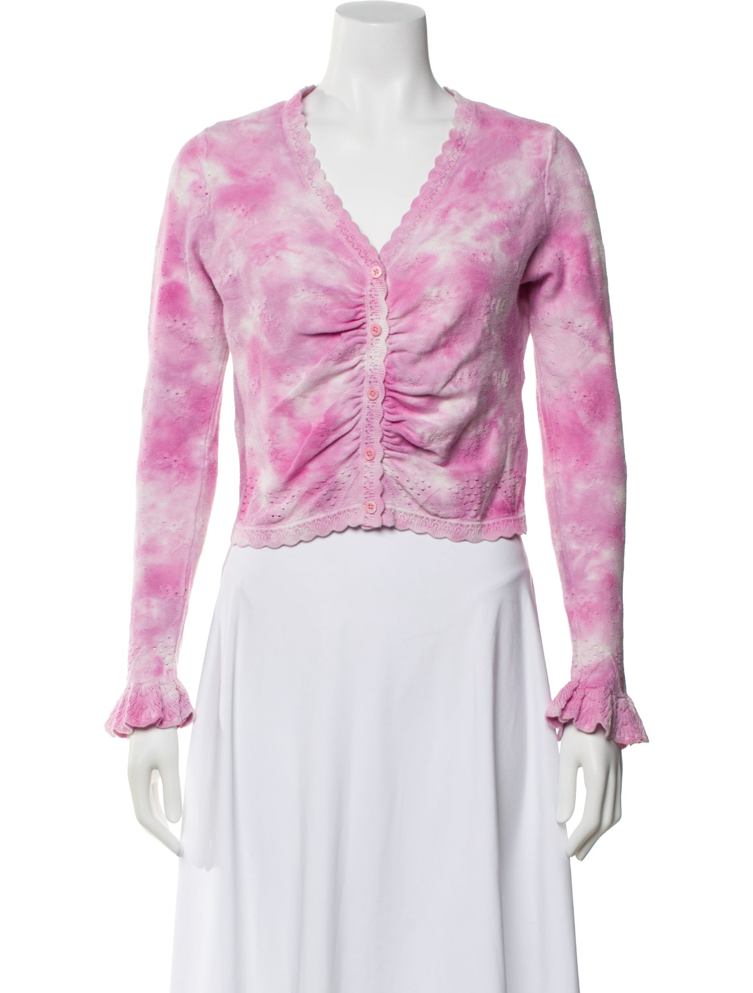 LoveShackFancy Tie-Dye Print V-Neck Sweater