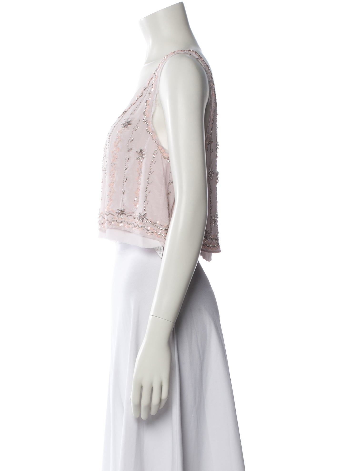 LoveShackFancy Floral Print Scoop Neck Crop Top