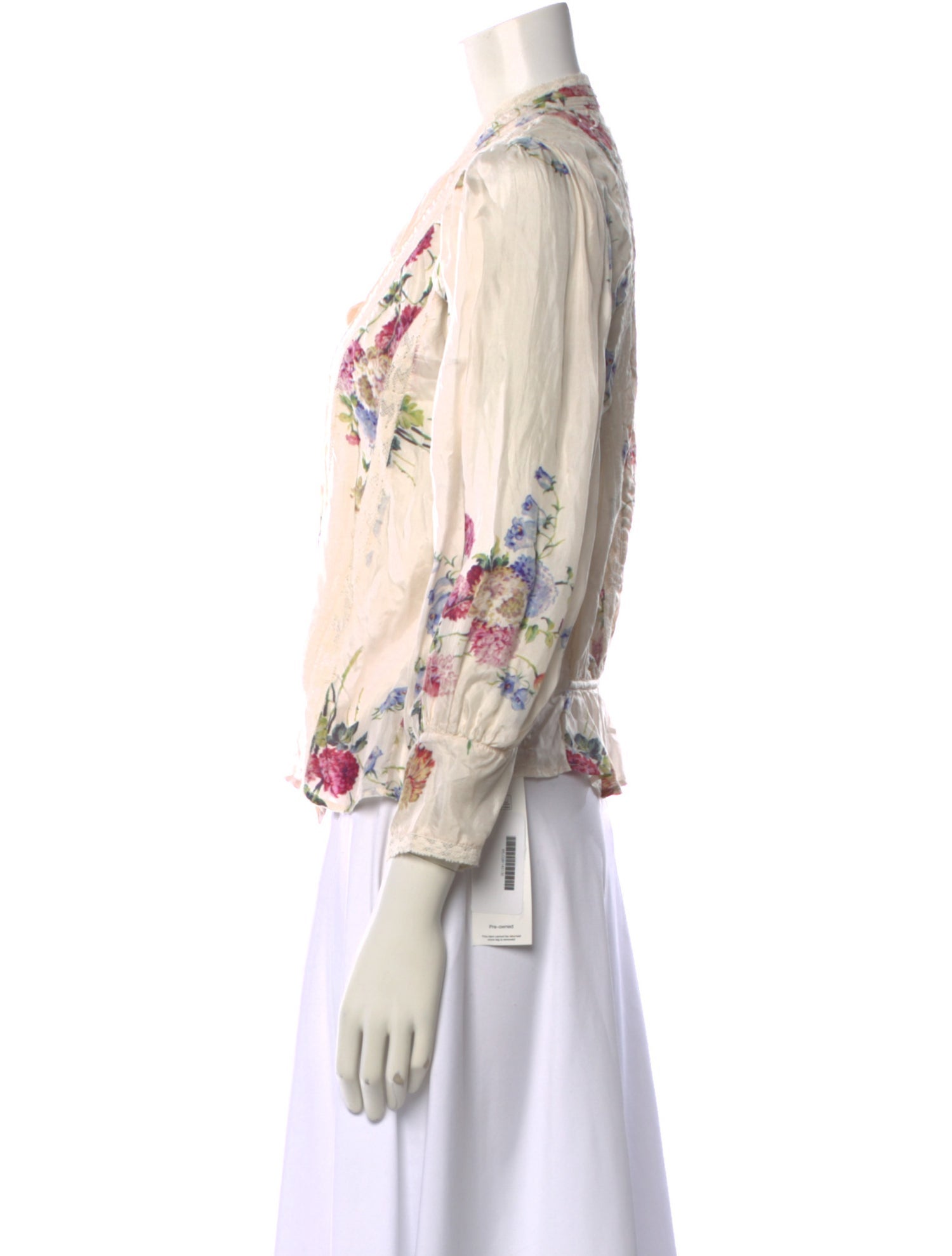 LoveShackFancy Silk Floral Print Blouse