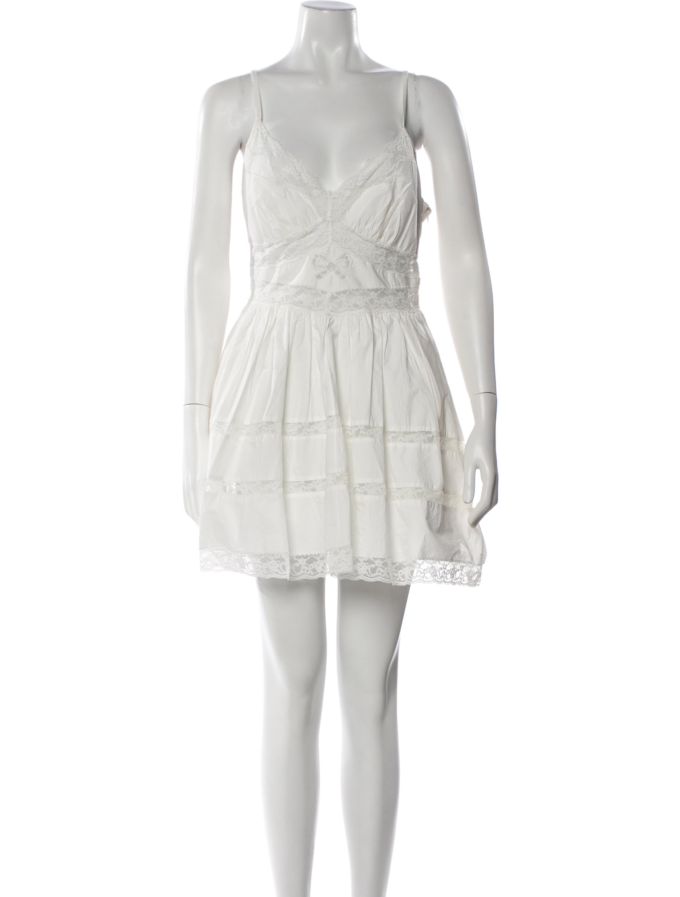 LoveShackFancy V-Neck Mini Dress