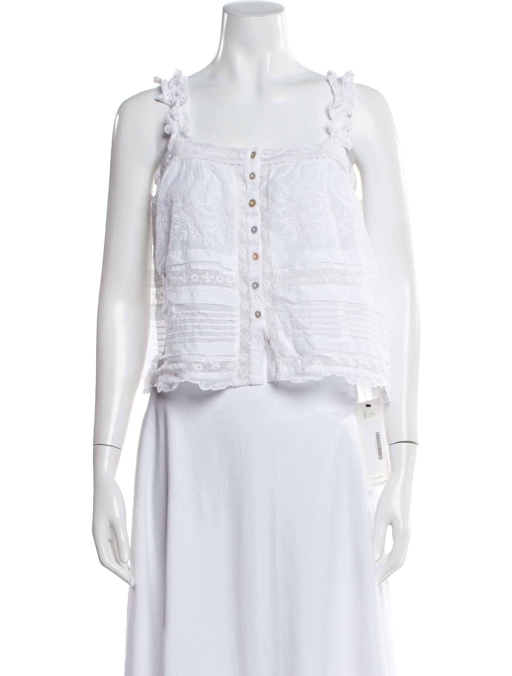 LoveShackFancy Floral Print Square Neckline Top