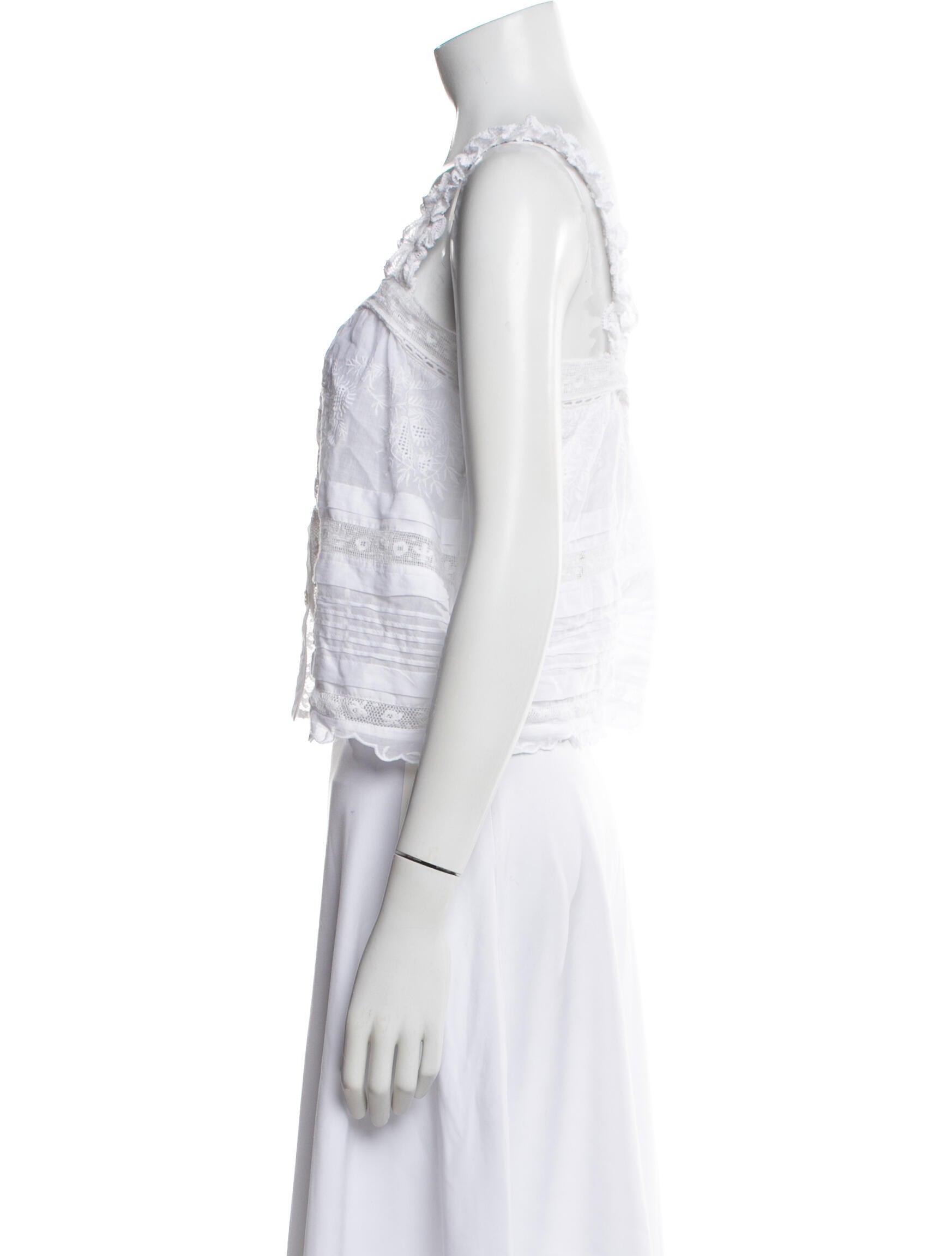 LoveShackFancy Floral Print Square Neckline Top