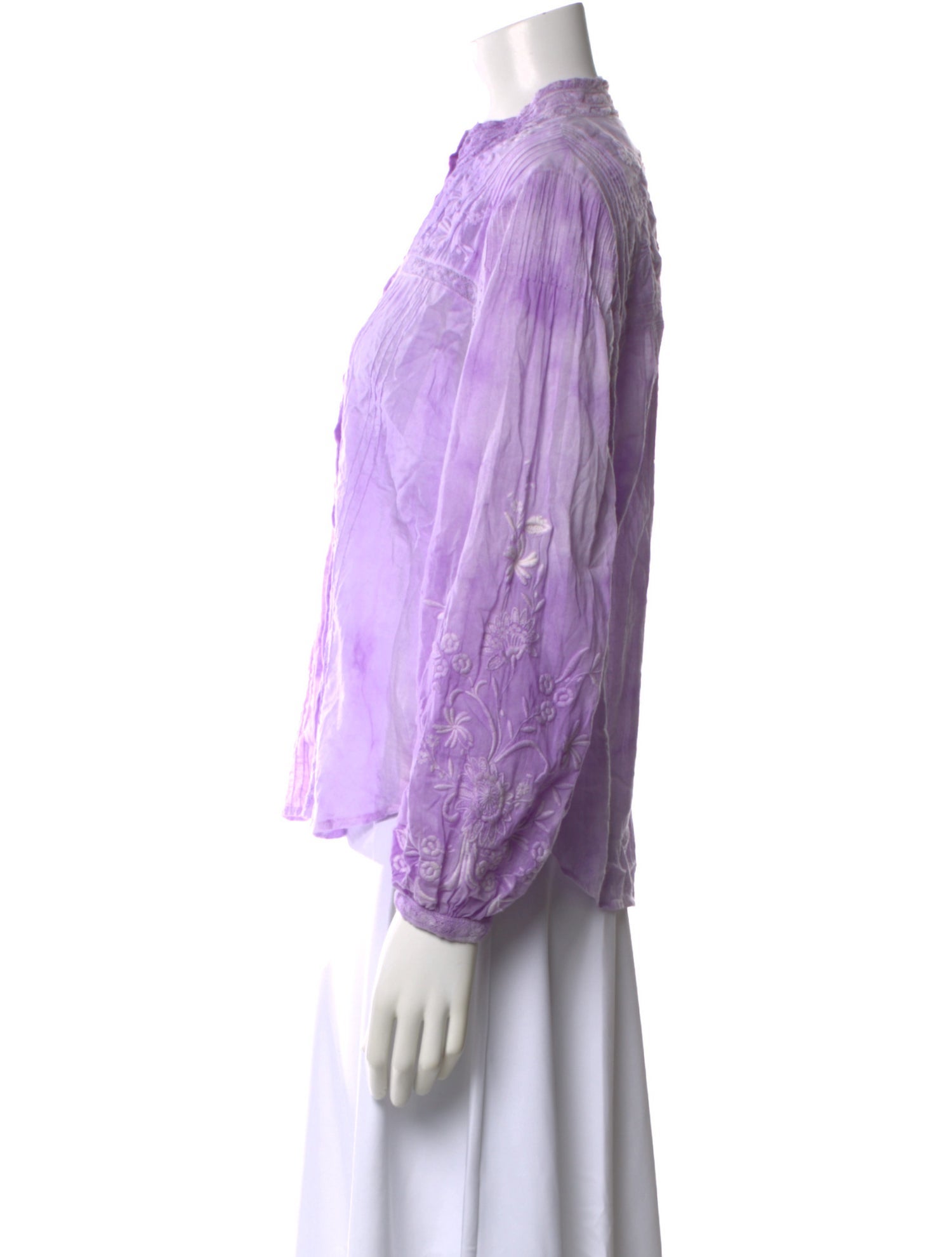 LoveShackFancy Floral Print Long Sleeve Blouse