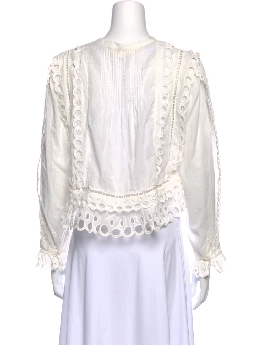 LoveShackFancy Lace Pattern Long Sleeve Blouse - image 3