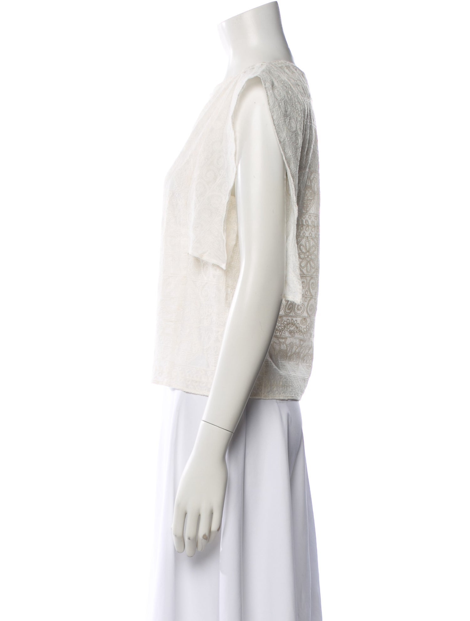 LoveShackFancy Patterned Bateau Neckline Top