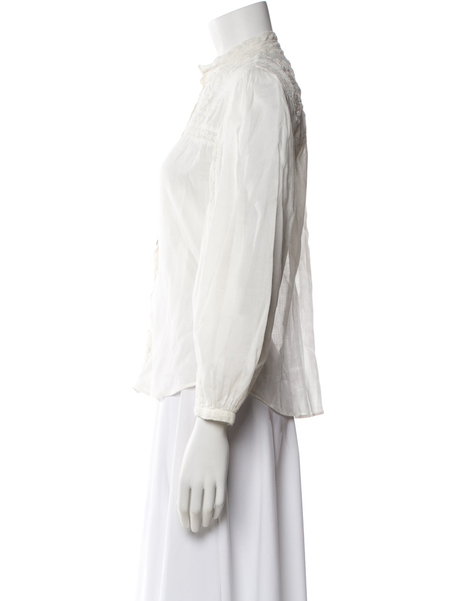 LoveShackFancy Floral Print Long Sleeve Blouse