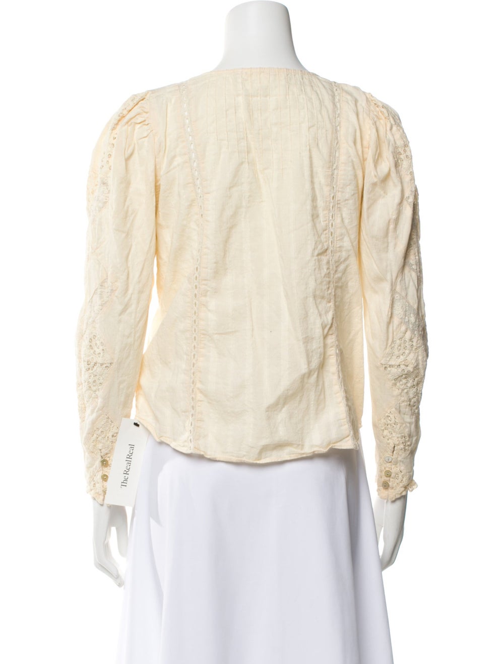 LoveShackFancy Lace Pattern Crew Neck Blouse - image 3