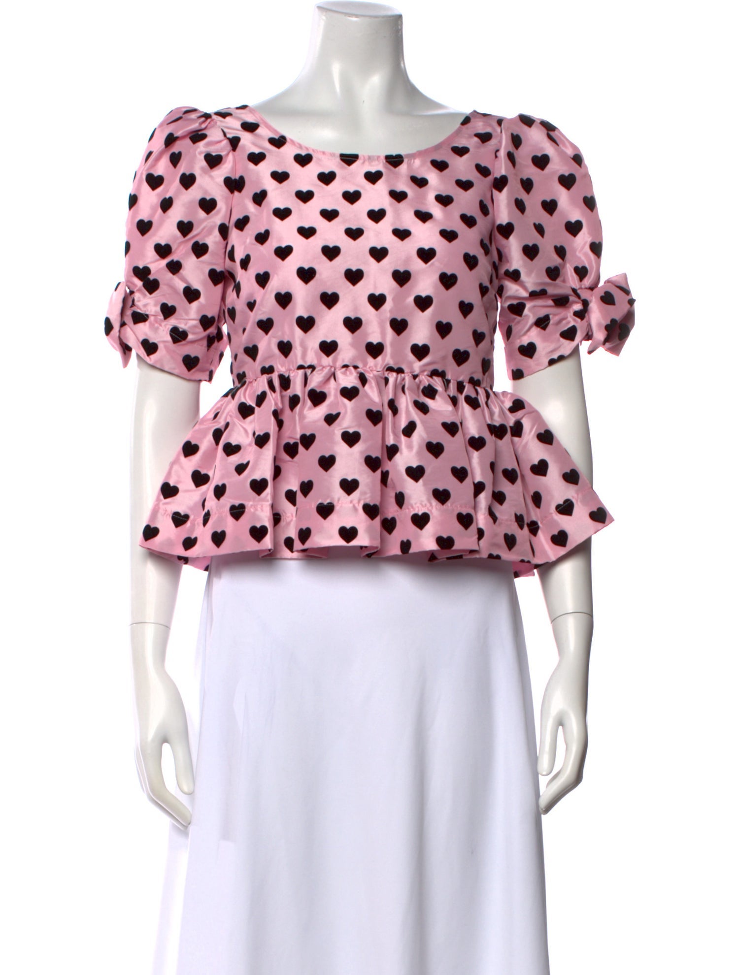 LoveShackFancy Polka Dot Print Crew Neck Blouse