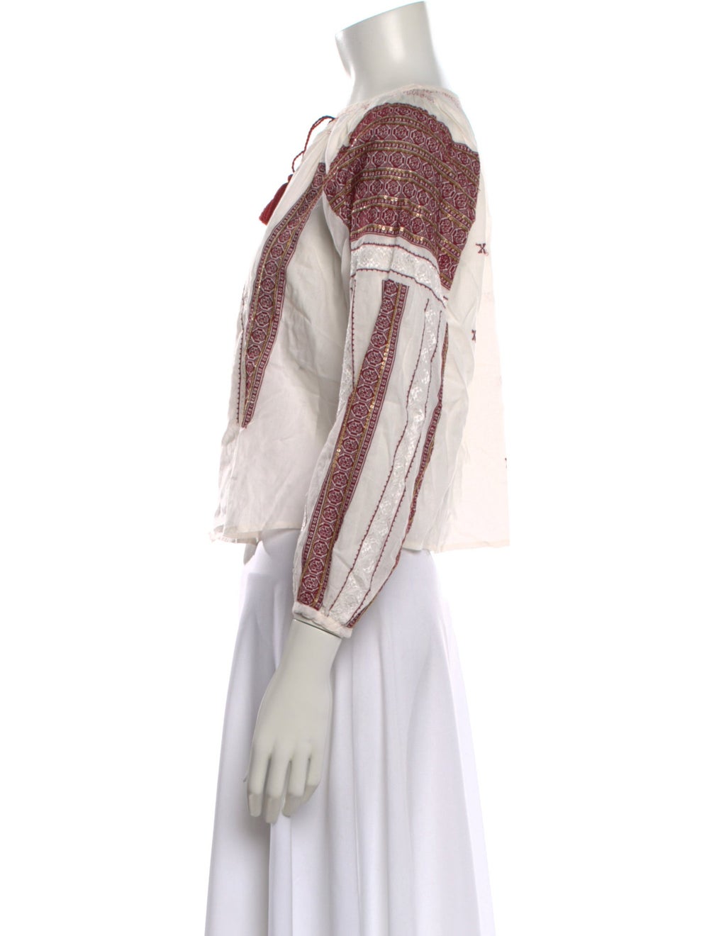 LoveShackFancy Patterned Tie Neck Blouse - image 2