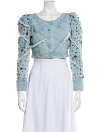 LoveShackFancy Patterned Denim Jacket