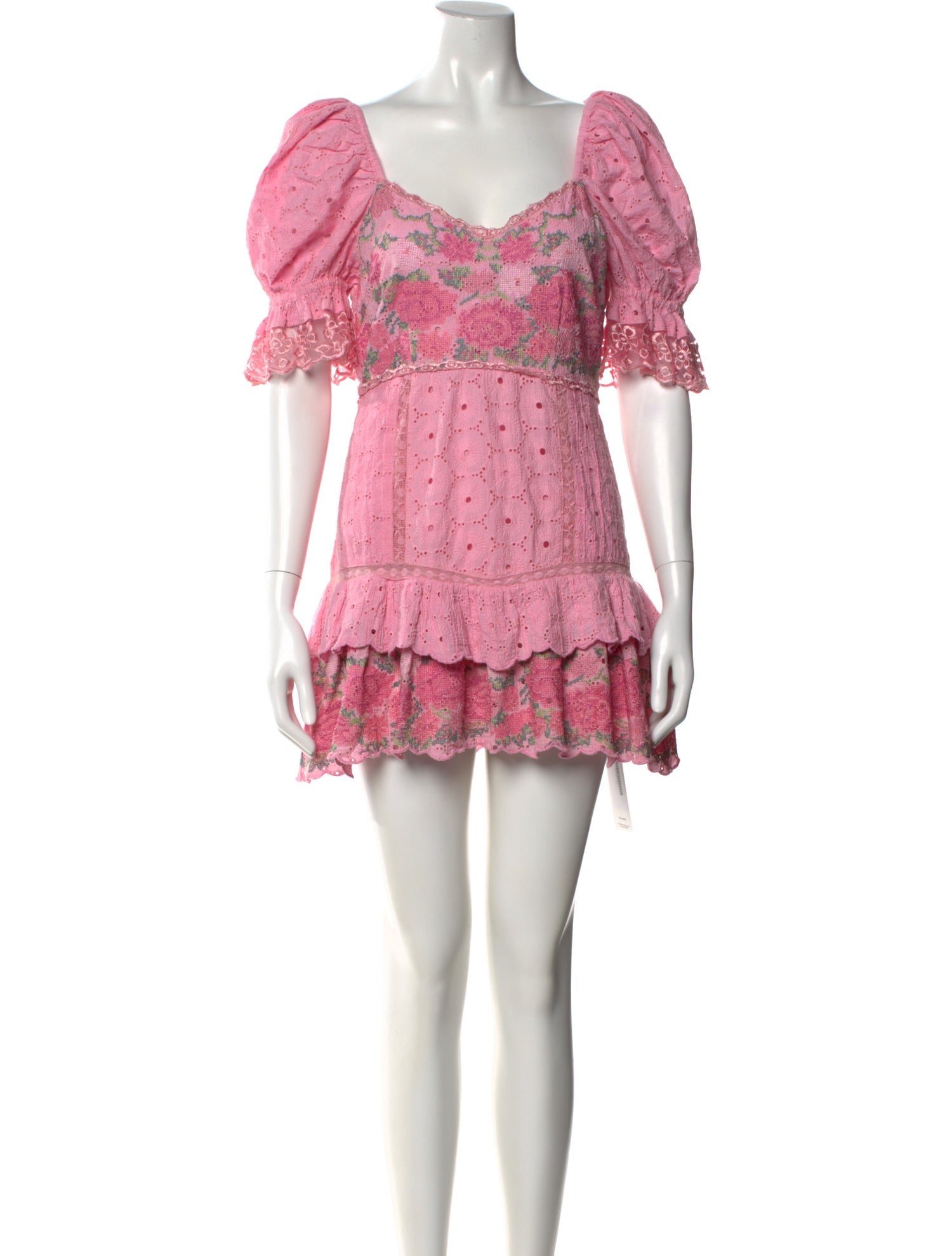 LoveShackFancy Floral Print Mini Dress