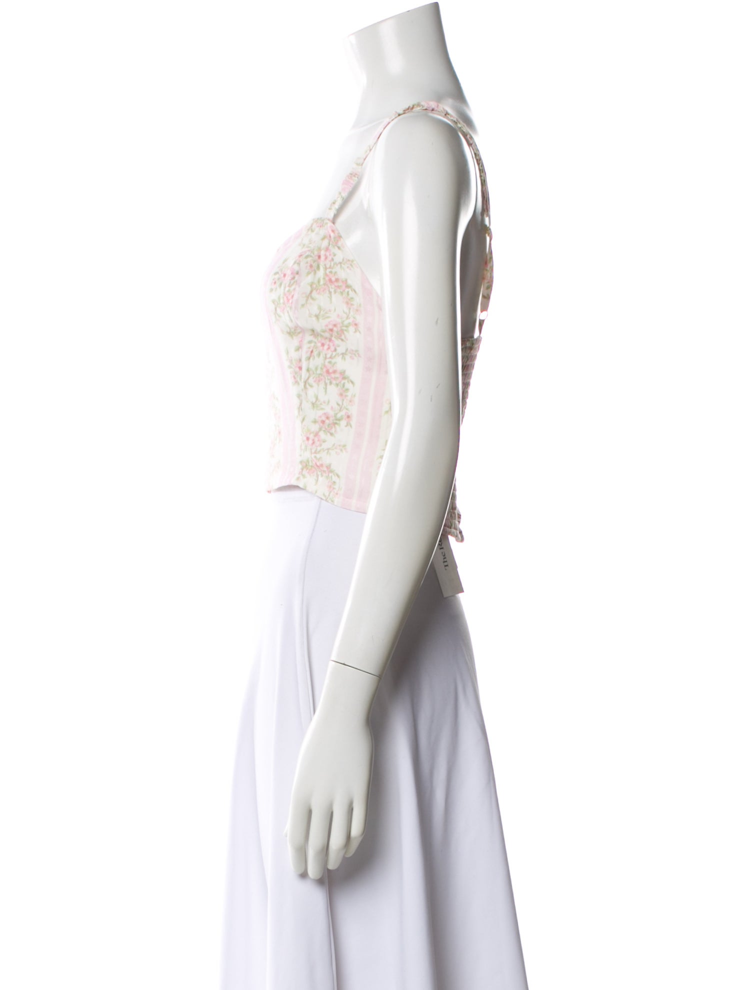 LoveShackFancy Floral Print V-Neck Crop Top