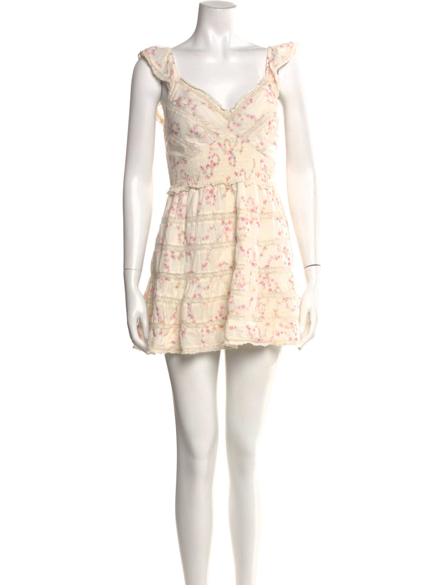 LoveShackFancy Floral Print Mini Dress