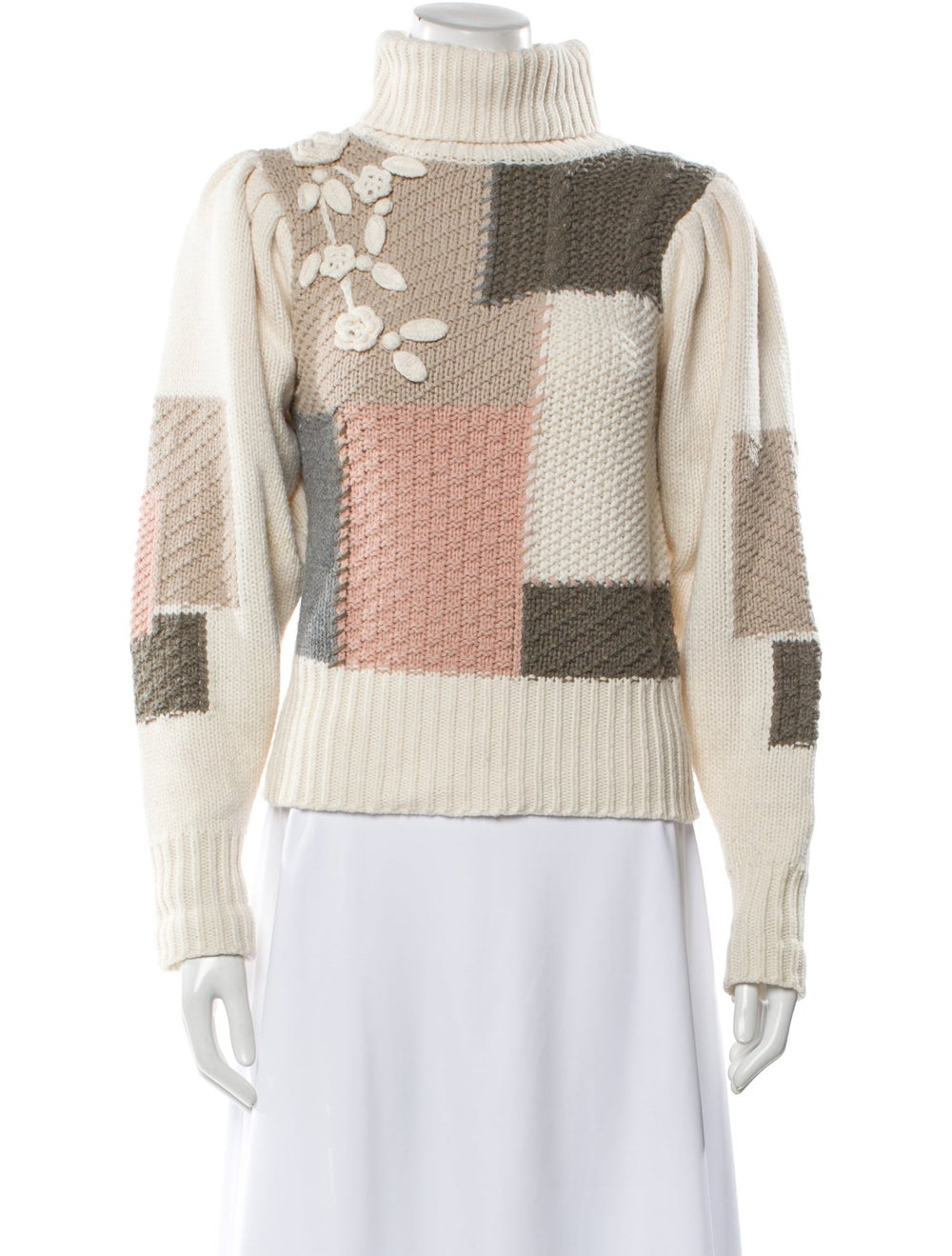 LoveShackFancy Colorblock Pattern Turtleneck Swea… - image 1