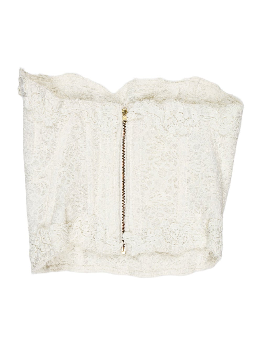 LoveShackFancy Lace Pattern Strapless Crop Top - image 2