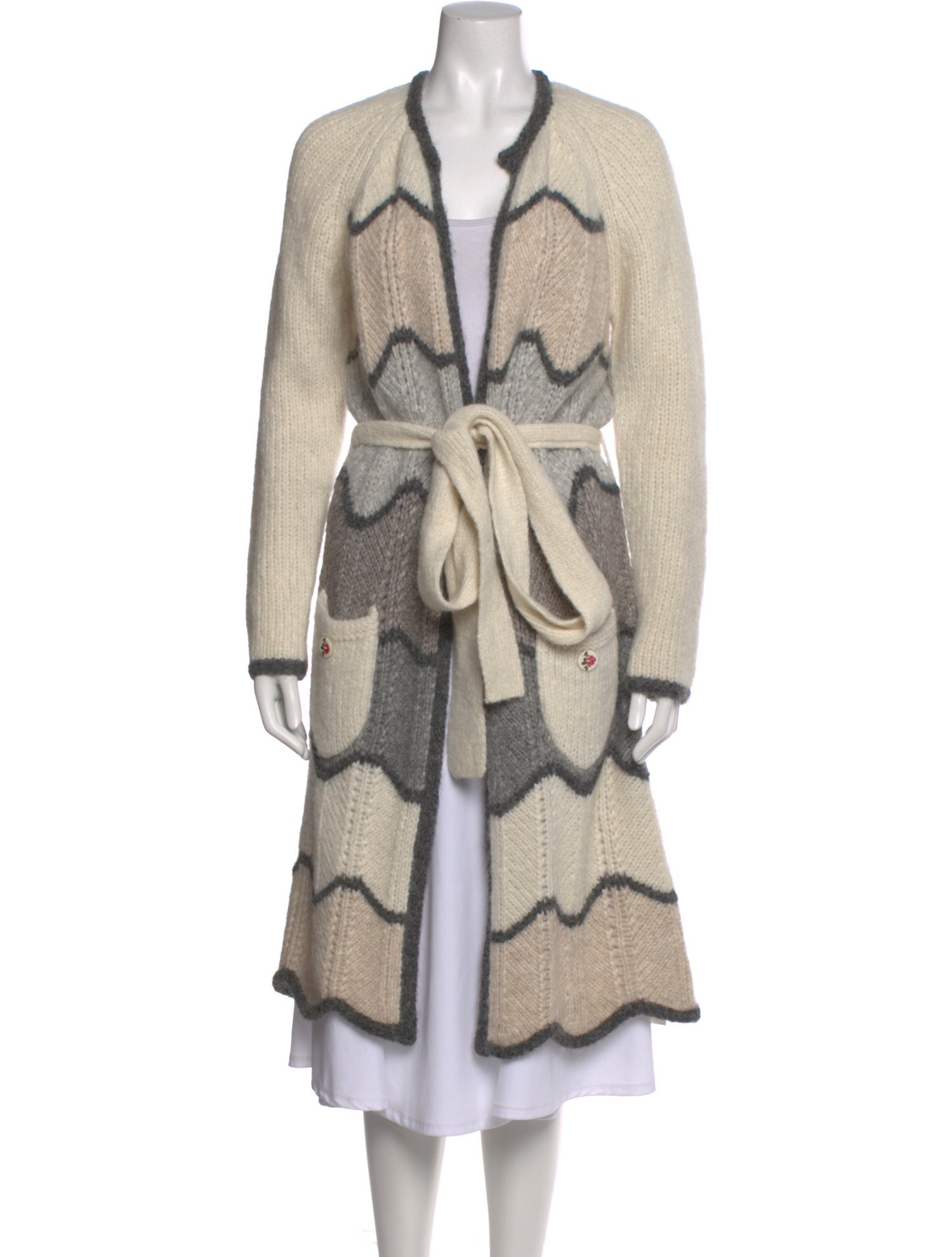 LoveShackFancy Printed V-Neck Sweater