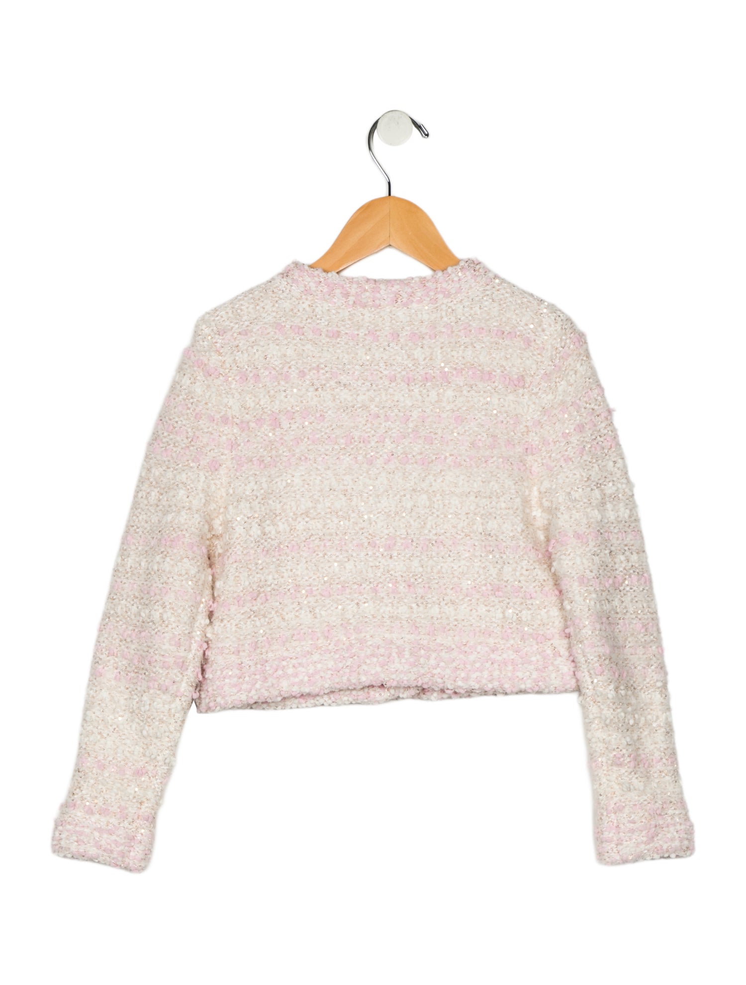 LoveShackFancy Toddler Girls' Beaded Sequin Embellished Tweed Cardigan