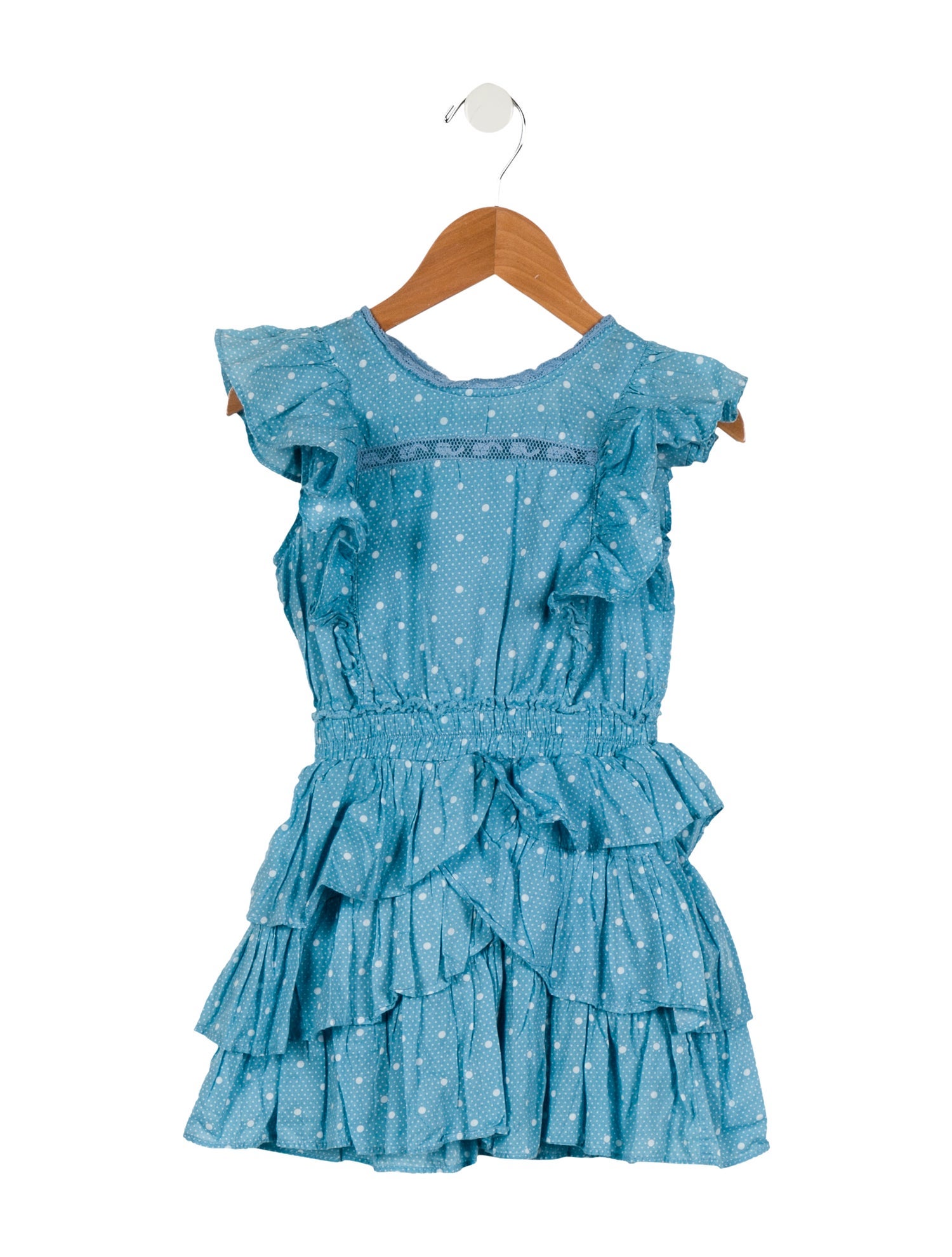 LoveShackFancy Girls' Sleeveless Polka Dot Dress