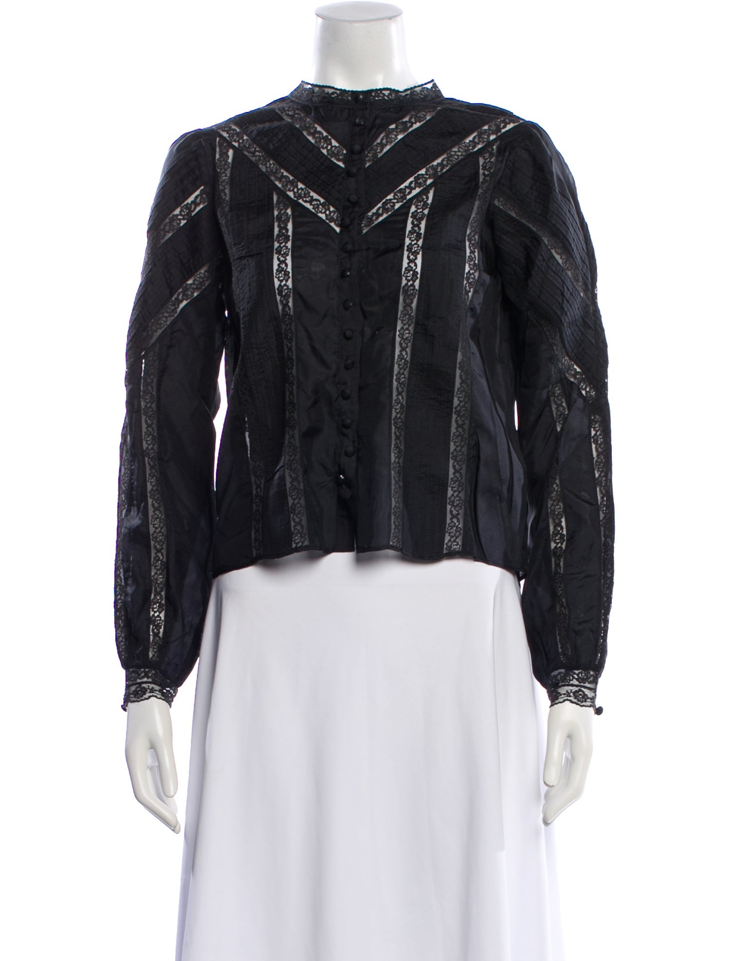 LoveShackFancy Silk Long Sleeve Blouse